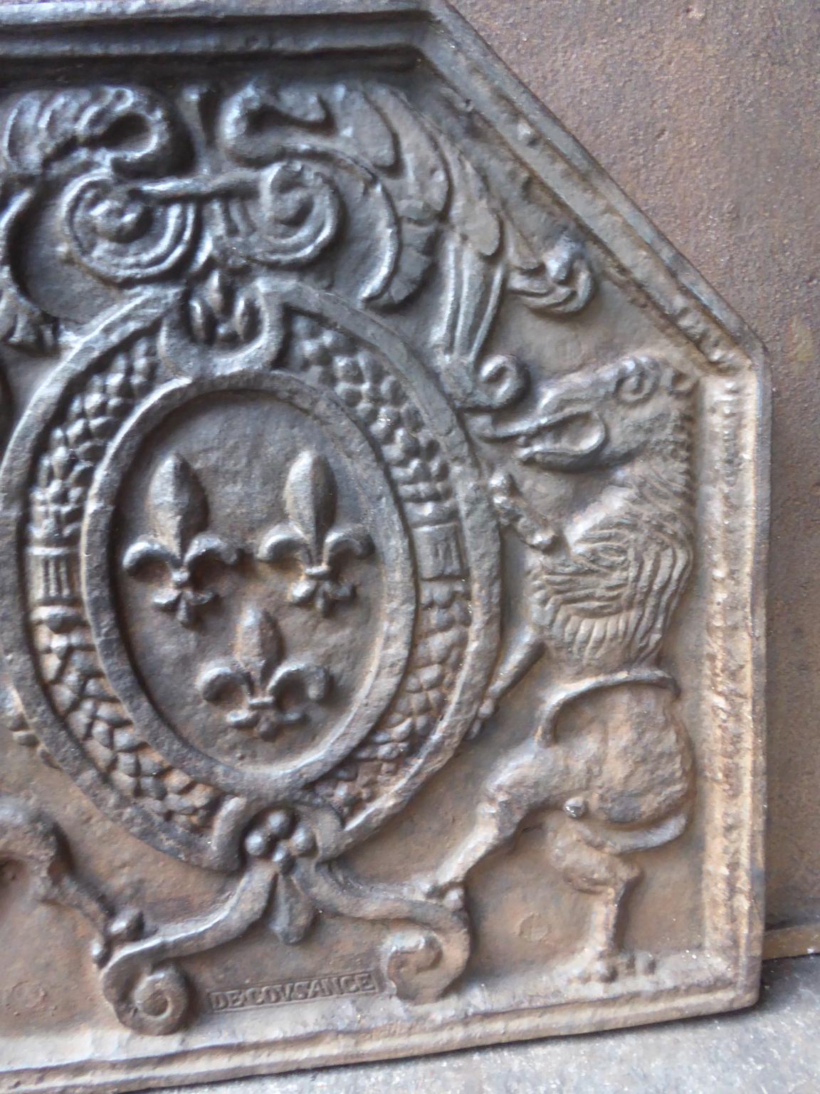 Iron French Louis XIV Style 'Arms of France' Fireback