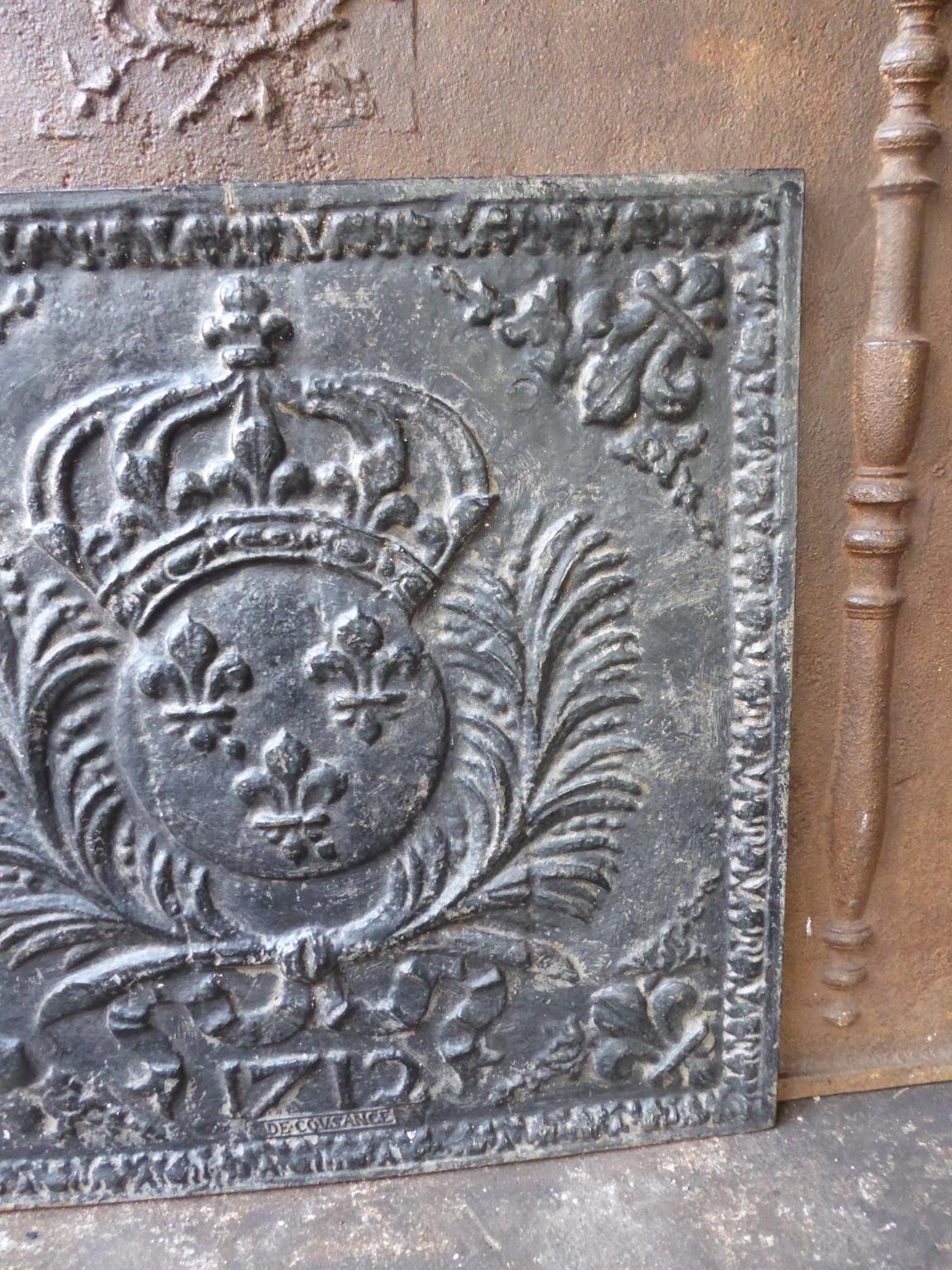 Iron French Louis XIV Style 'Arms of France' Fireback