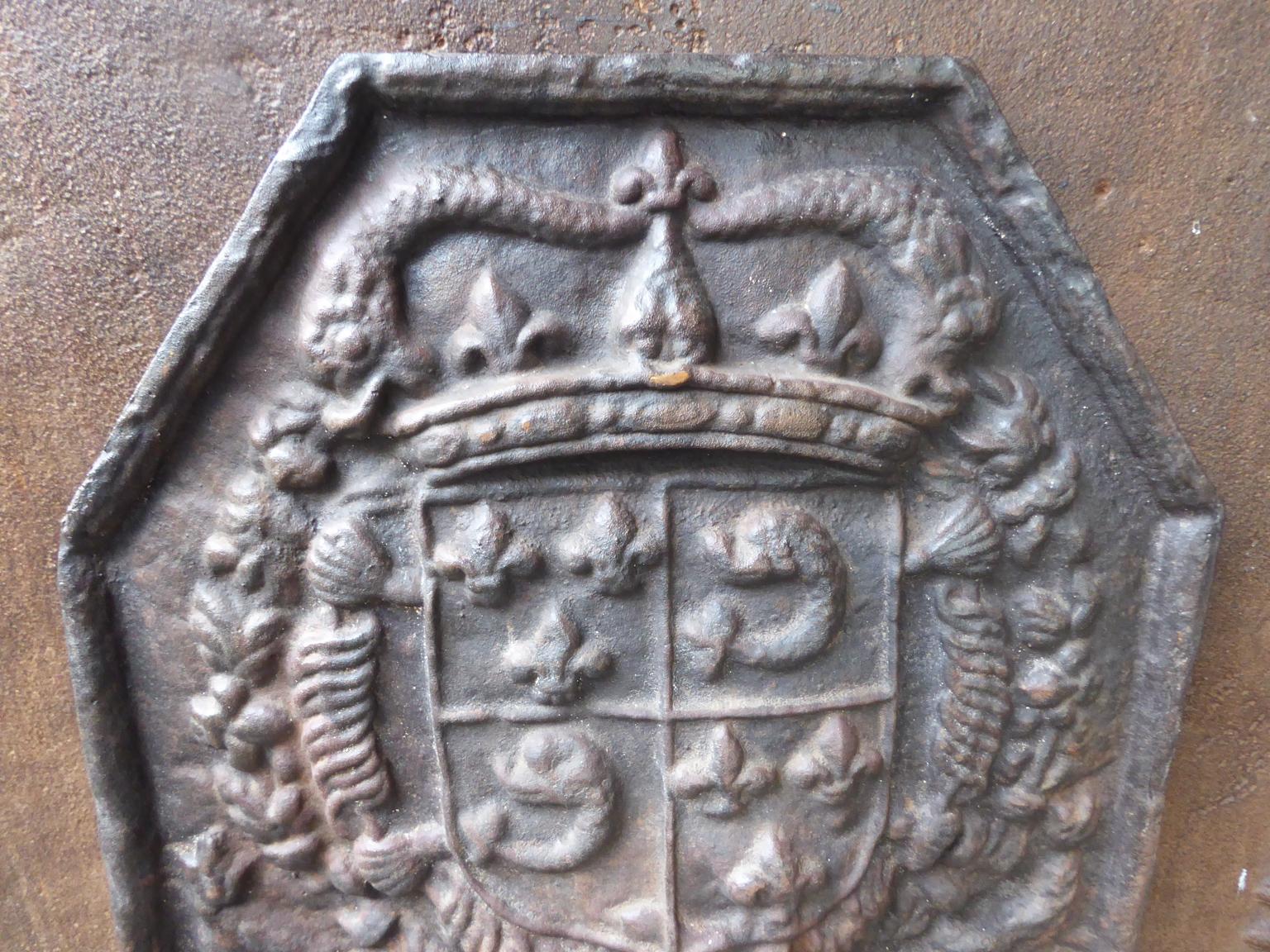 20th Century French Louis XIV Style 'Arms of France' Fireback