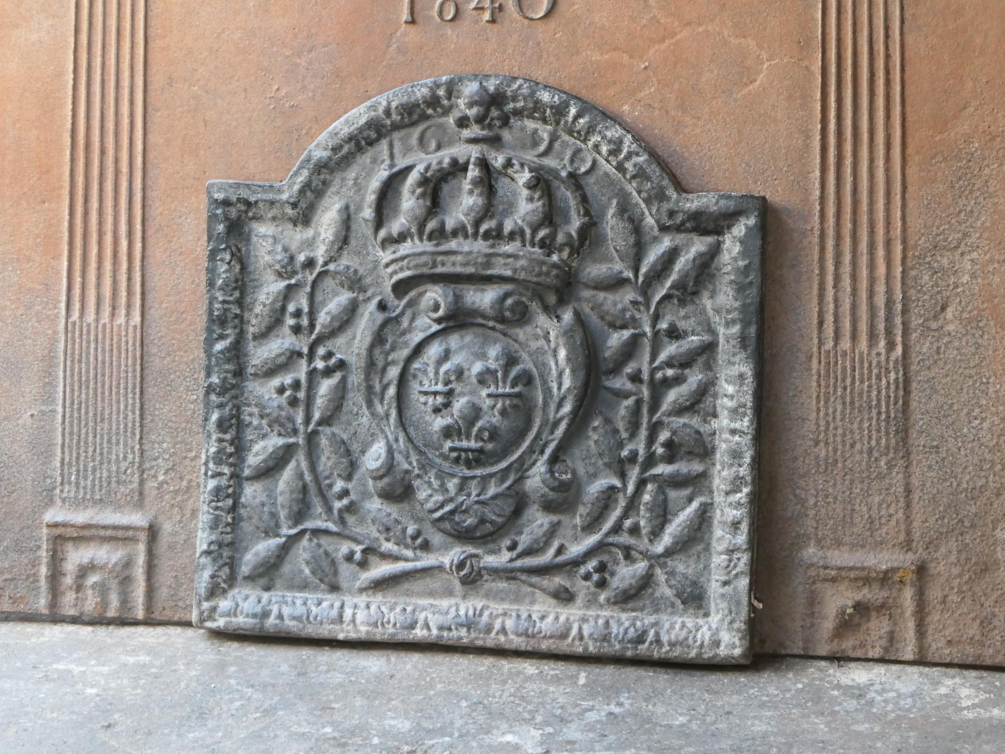 Iron French Louis XIV Style 'Arms of France' Fireback / Backsplash For Sale