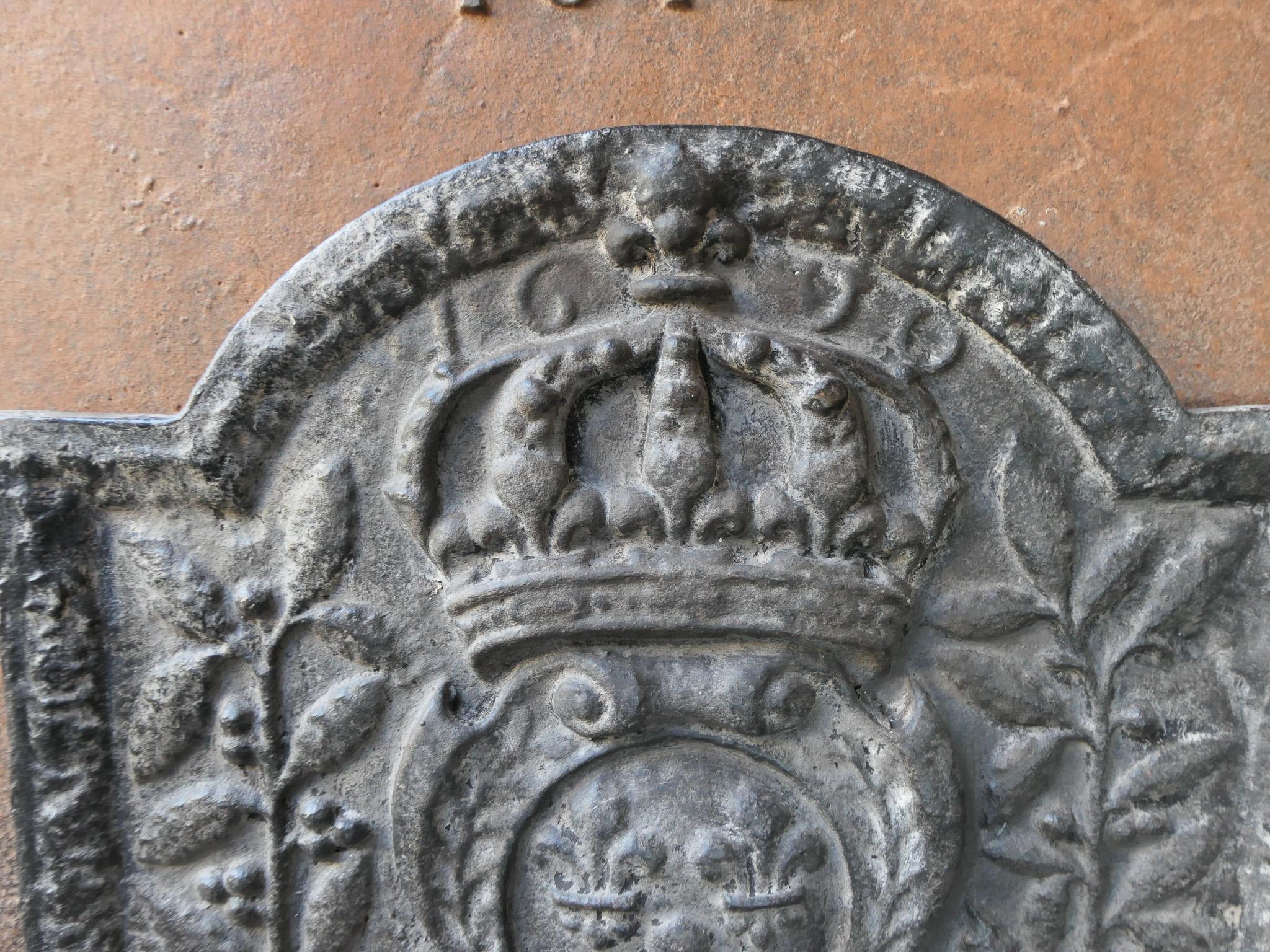 Plaque de cheminée française de style Louis XIV « Arms of France » en vente 2