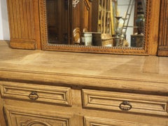 French Louis XIV Style Bleached Oak 4-Door Enfilade Buffet, Circa 1940s