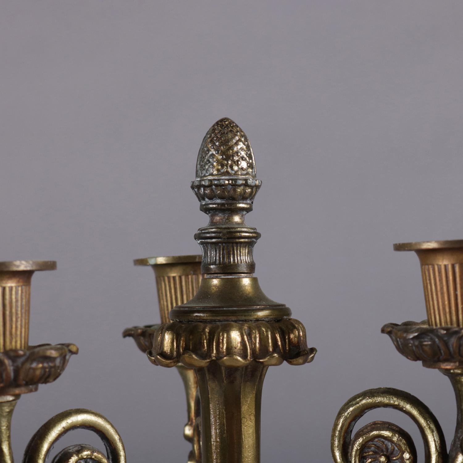 French Louis XIV Style Bronzed Candelabra with Sevres School Porcelain 5