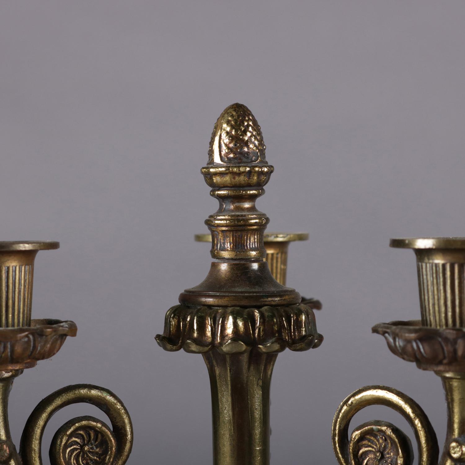 French Louis XIV Style Bronzed Candelabra with Sevres School Porcelain 3