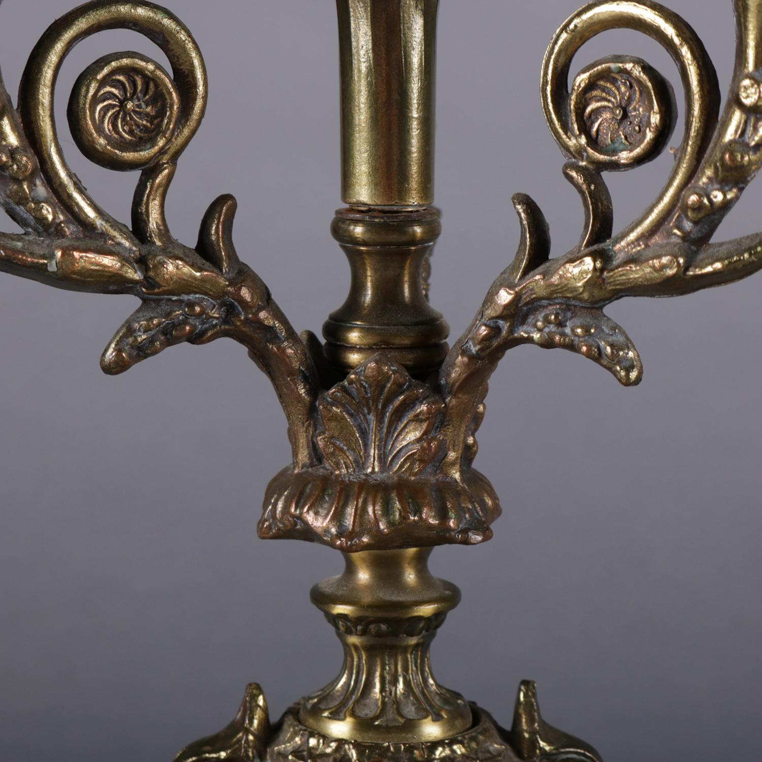 French Louis XIV Style Bronzed Candelabra with Sevres School Porcelain 4