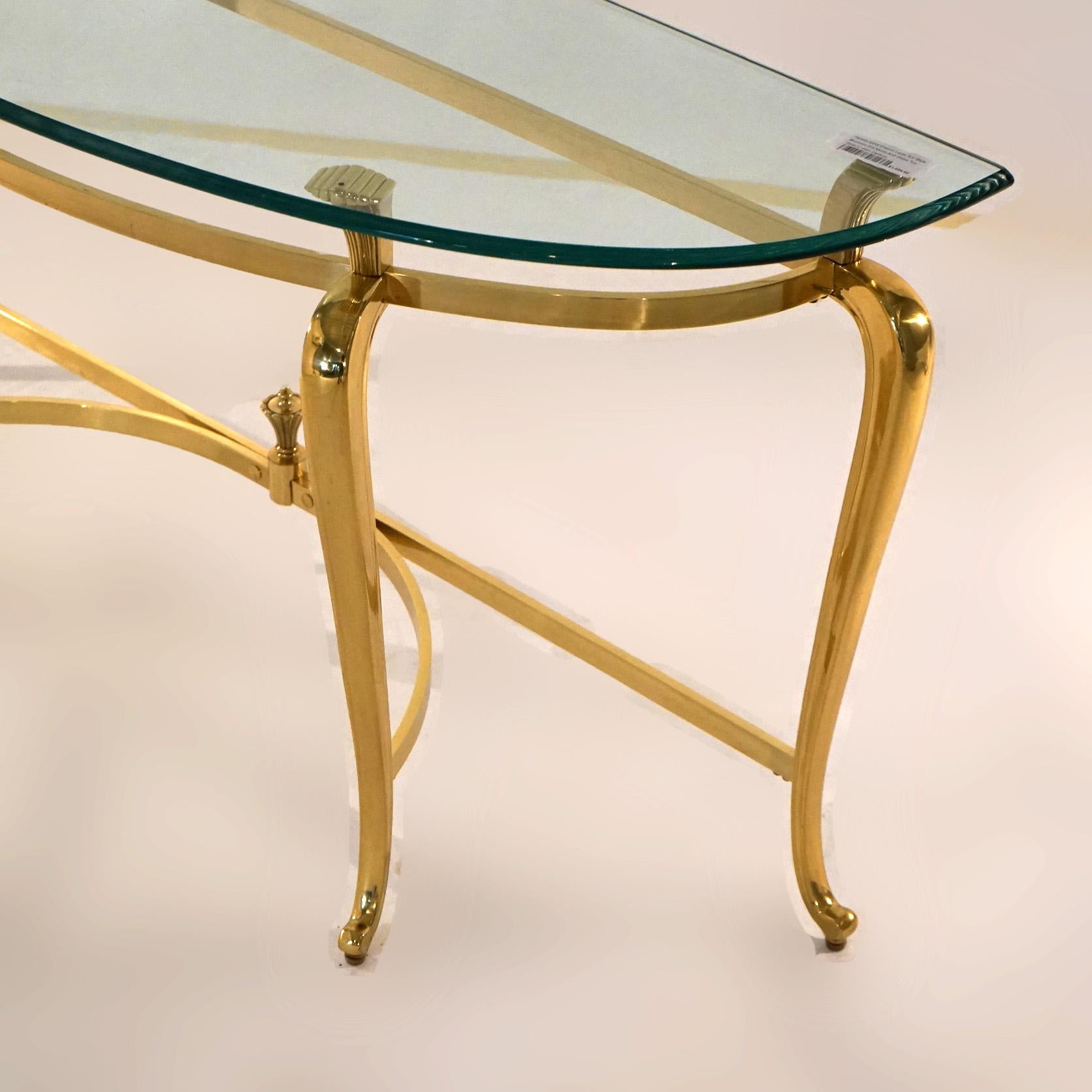 French Louis XIV Style Bronzed Gilt Metal Glass Top Console Table 20th C For Sale 4