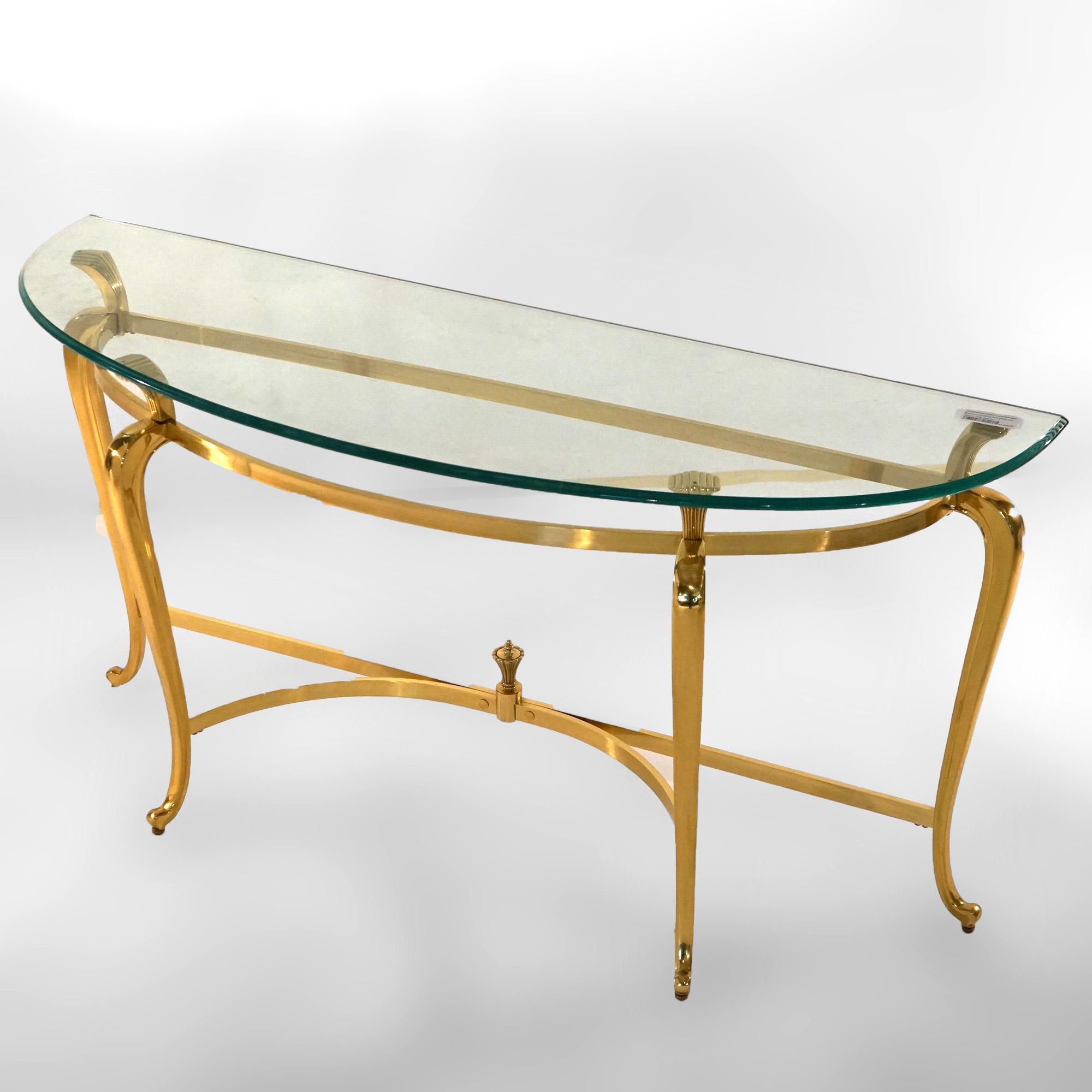 French Louis XIV Style Bronzed Gilt Metal Glass Top Console Table 20th C For Sale 5
