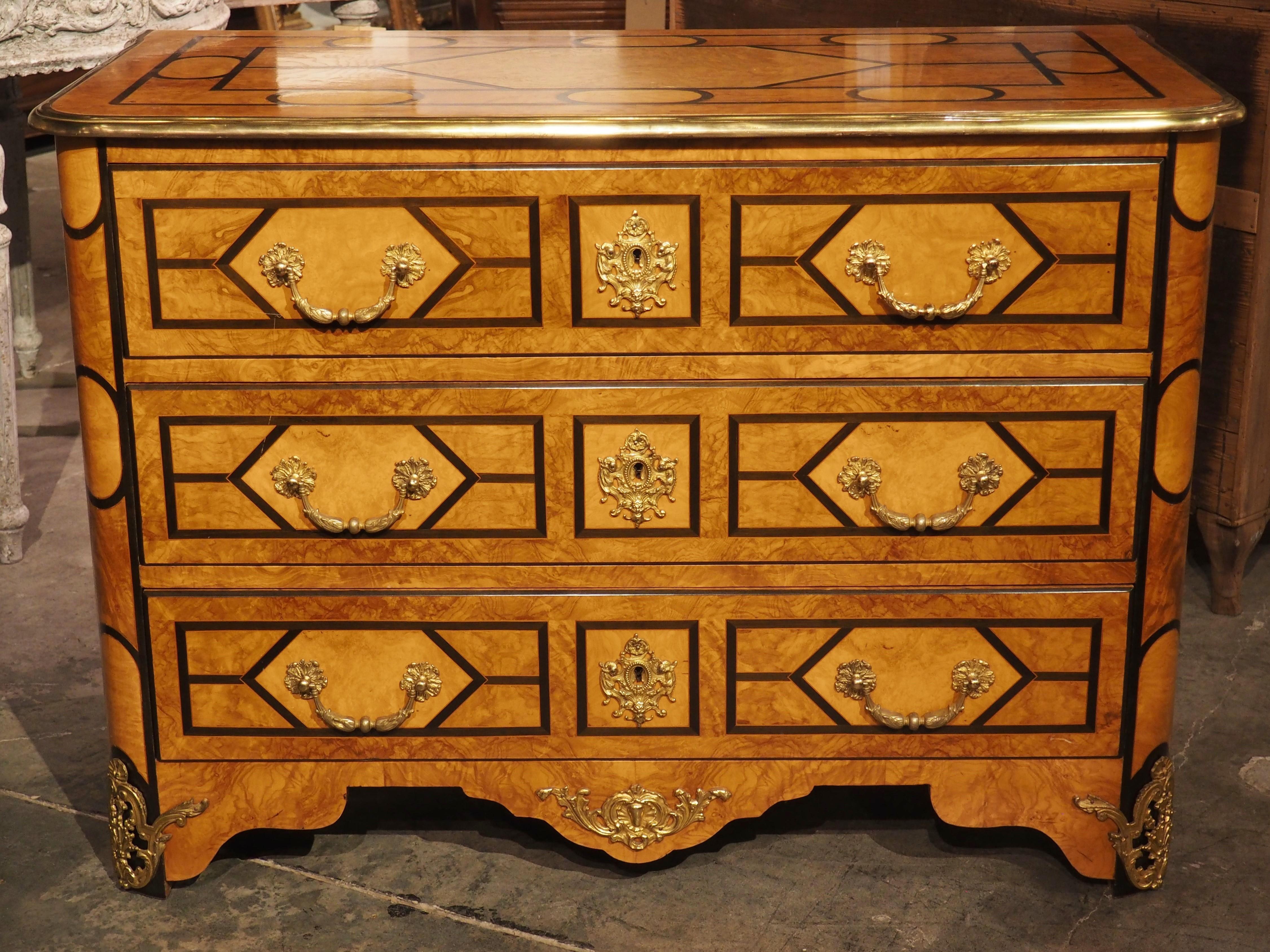 French Louis XIV Style Burlwood Commode with Gilt Bronze Mounts, 20th Century For Sale 16