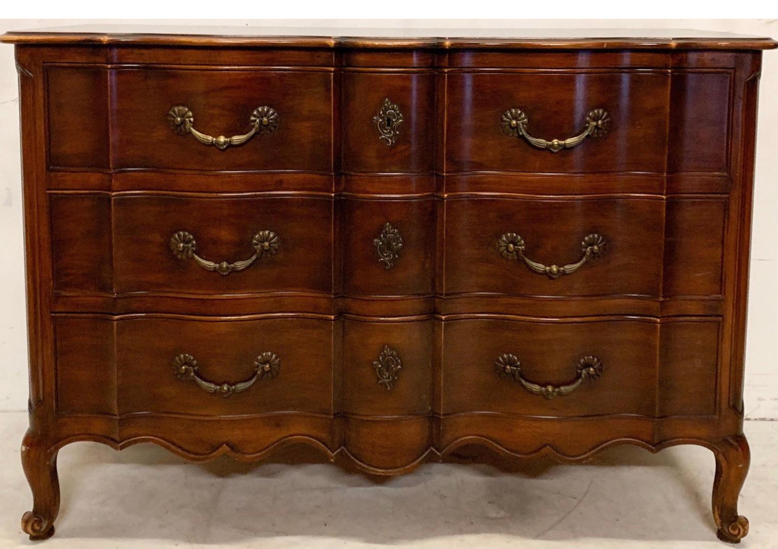French Louis XIV Style Carved Mahogany Chest / Commode by John Widdicomb In Good Condition In Kennesaw, GA