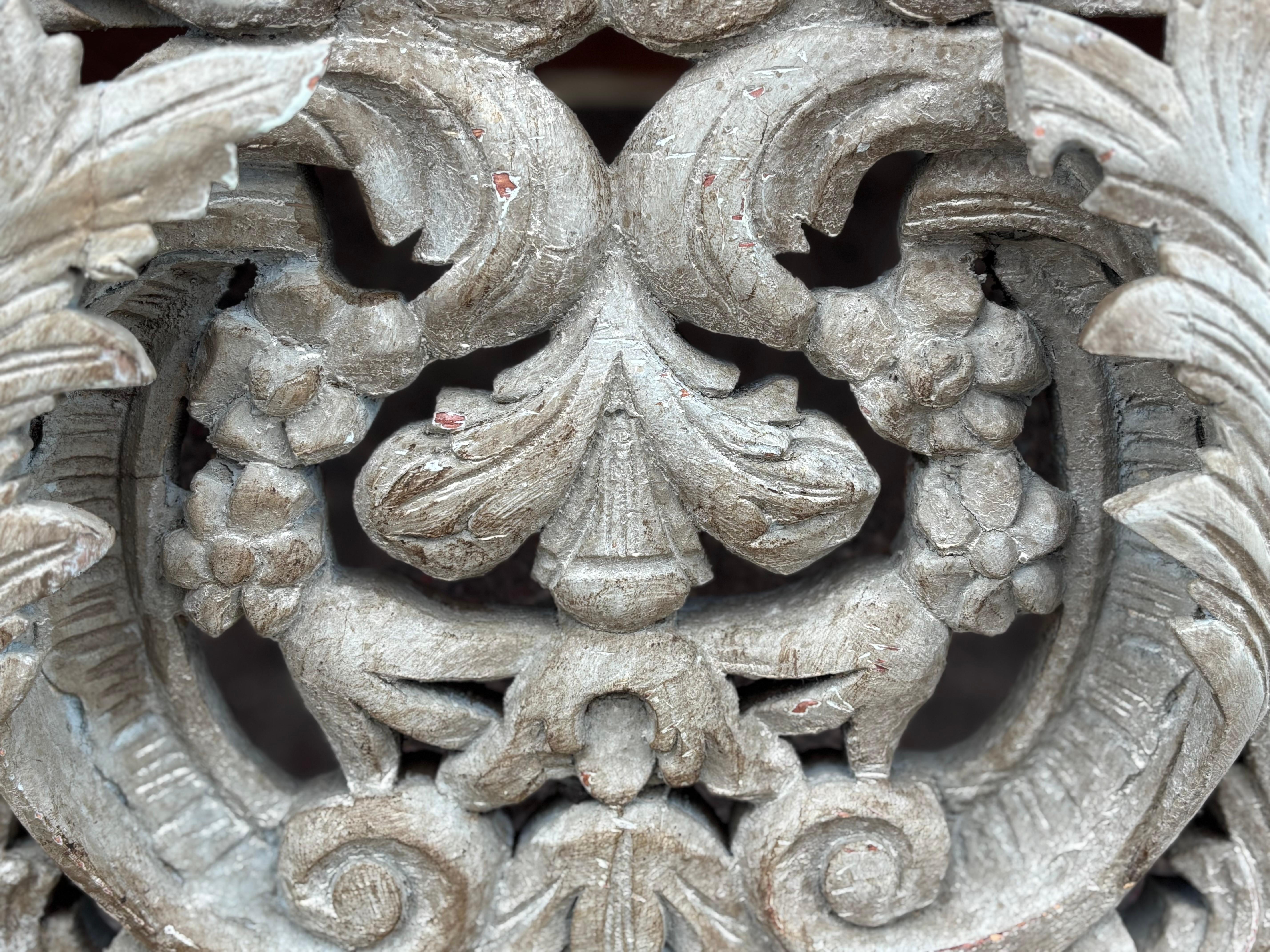 French Louis XIV Style Carved Painted Console Table For Sale 7