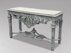 French Louis XIV Style Carved Painted Console Table