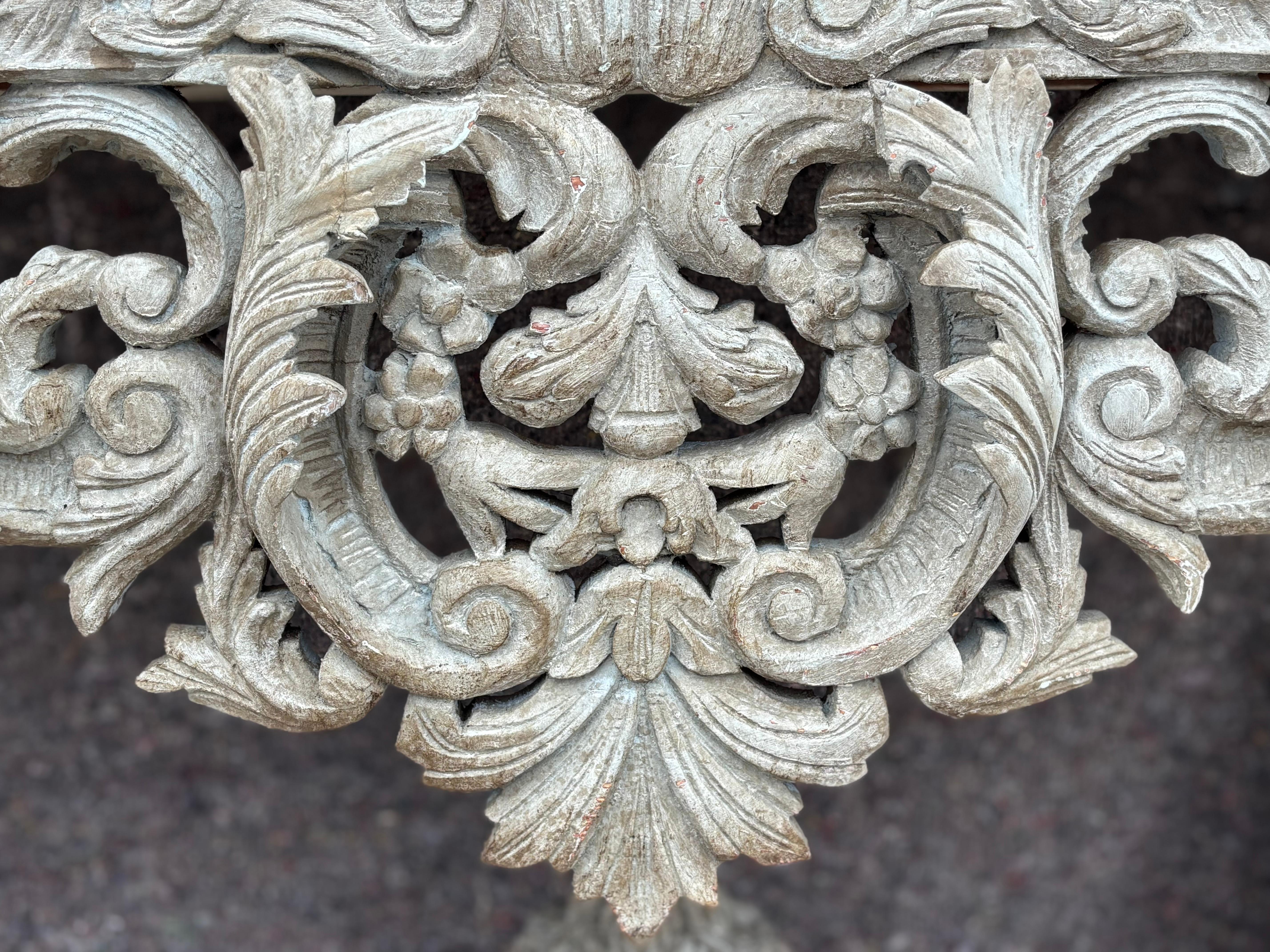 20th Century French Louis XIV Style Carved Painted Console Table For Sale