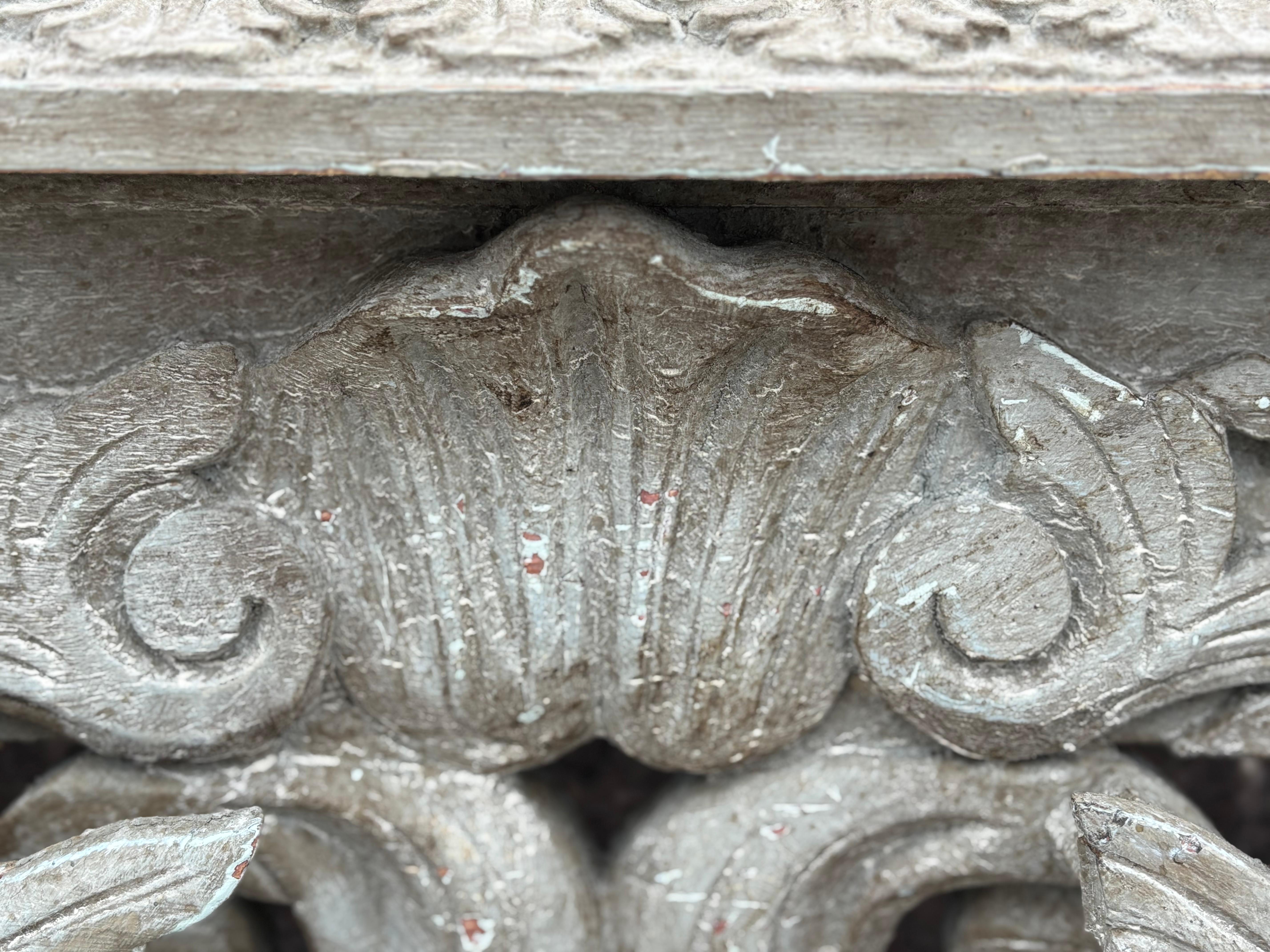 French Louis XIV Style Carved Painted Console Table For Sale 1