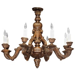 French Louis XIV Style Carved Wood Chandelier