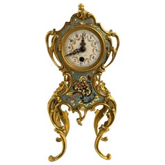 French Louis XIV Style Champlevé Enamel Mantel Clock, circa 1890