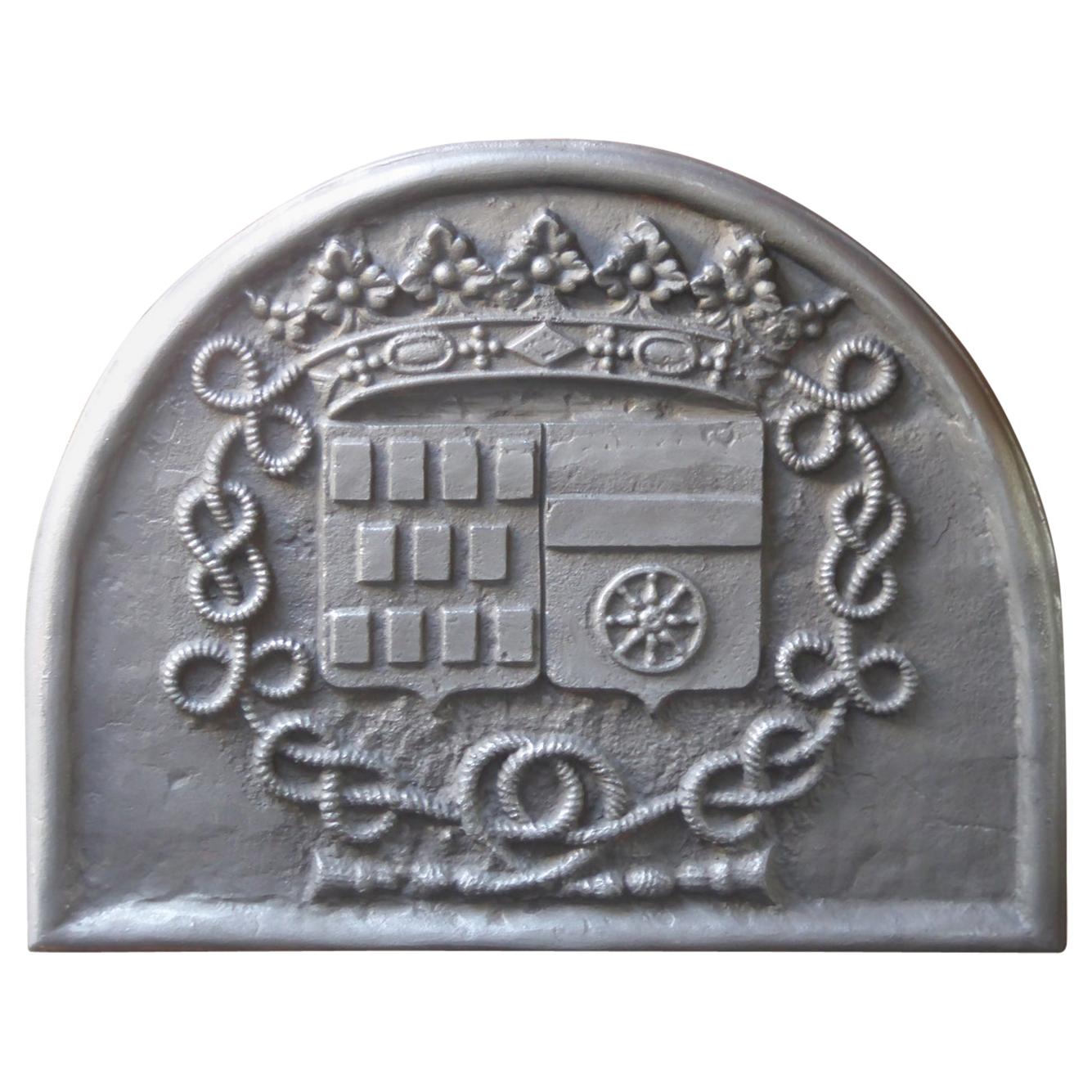 French Louis XIV Style 'Coat of Arms De Rostaing Family' Fireback / Backsplash For Sale