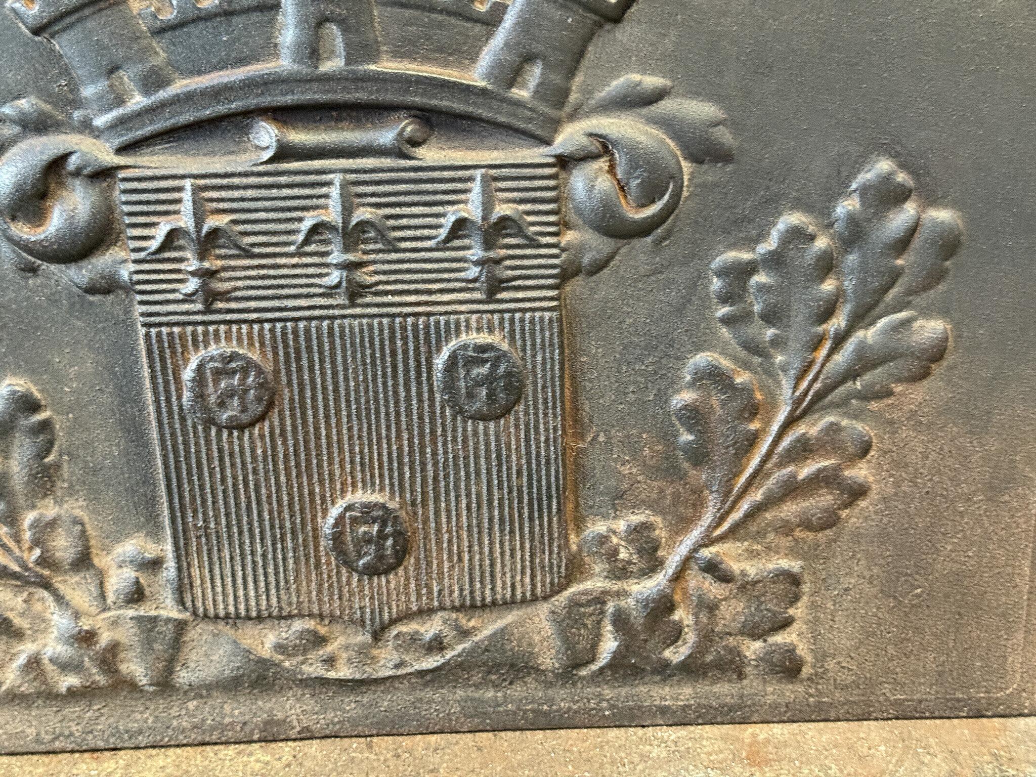 Iron French Louis XIV Style 'Coat of Arms' Fireback / Backsplash, 20th Century For Sale