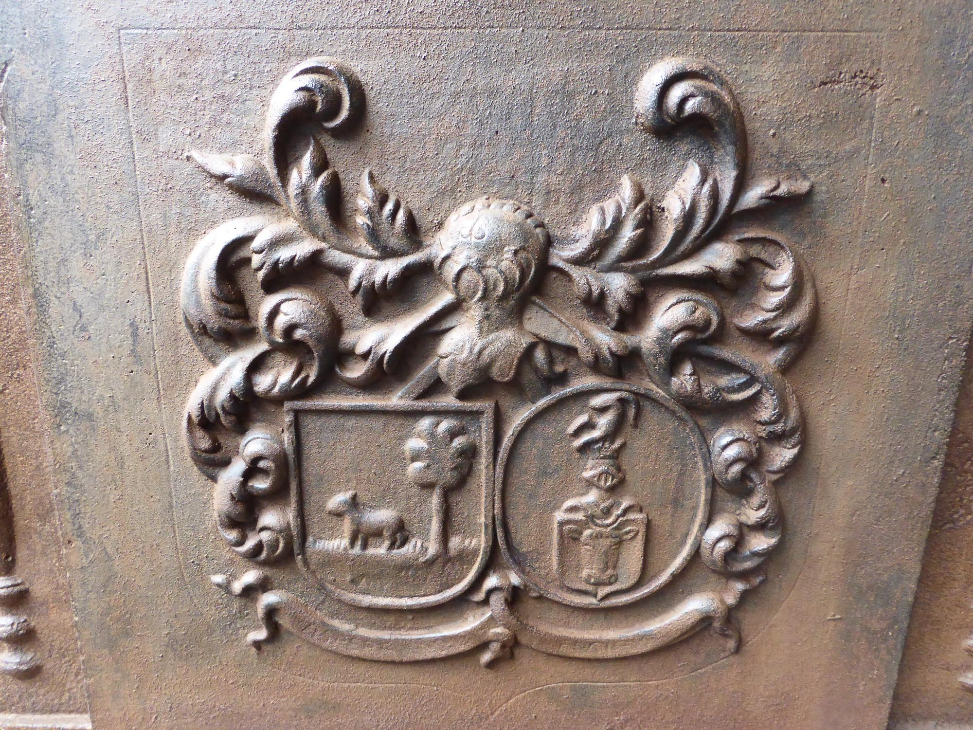 German French Louis XIV Style 'Coat of Arms' Fireback
