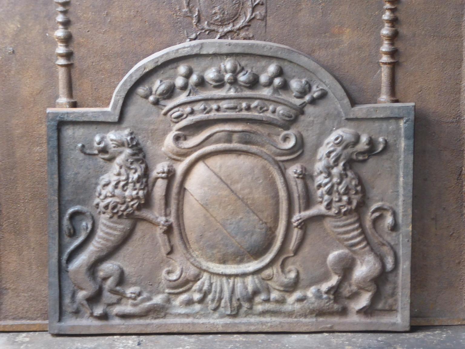 Cast French Louis XIV Style 'Coat of Arms' Fireback