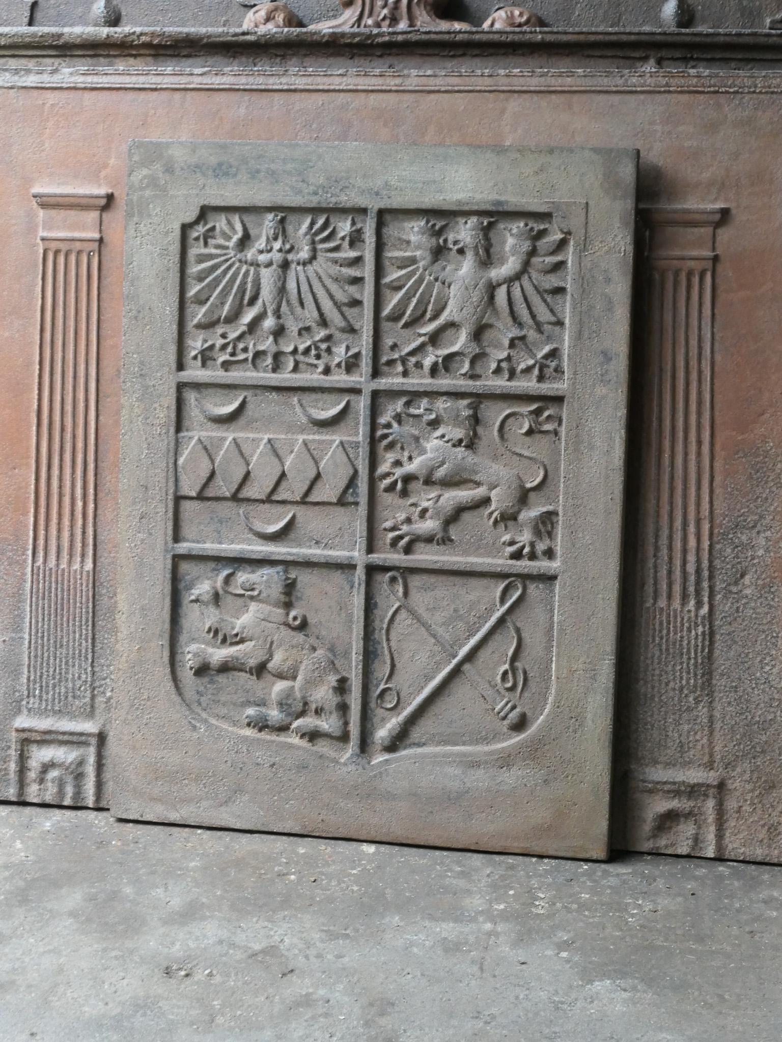 Cast French, Louis XIV Style 'Coat of Arms' Fireback / Backsplash For Sale