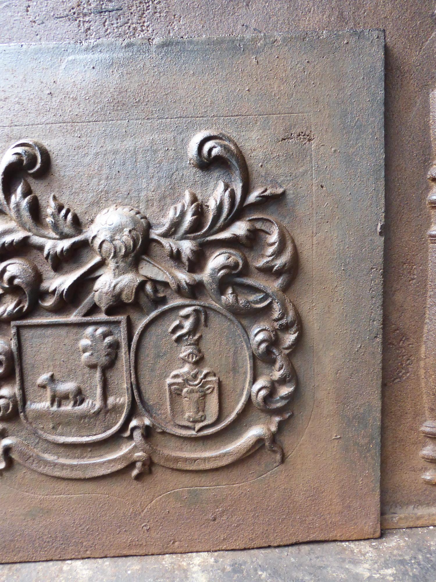 Cast French Louis XIV Style 'Coat of Arms' Fireback