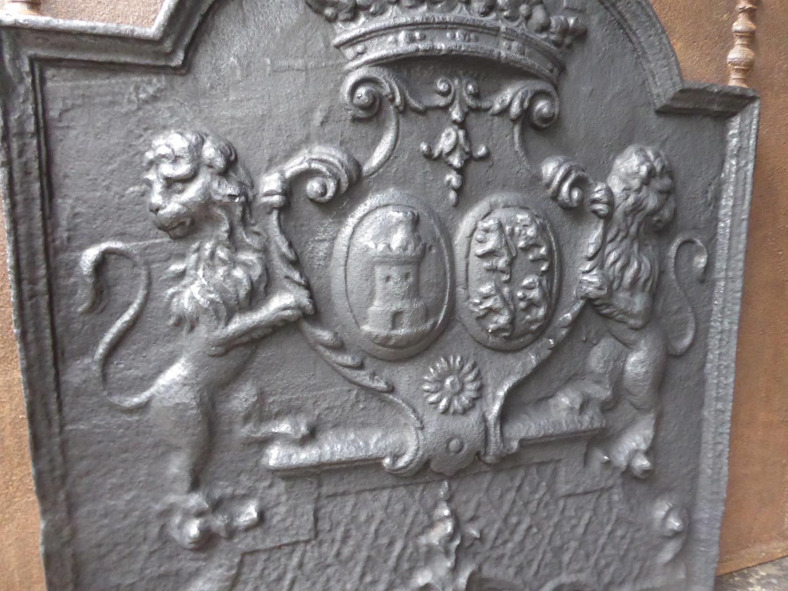 Cast Fireback with Coat of Arms of the Des Salles - Beauvau Alliance, 18th Century