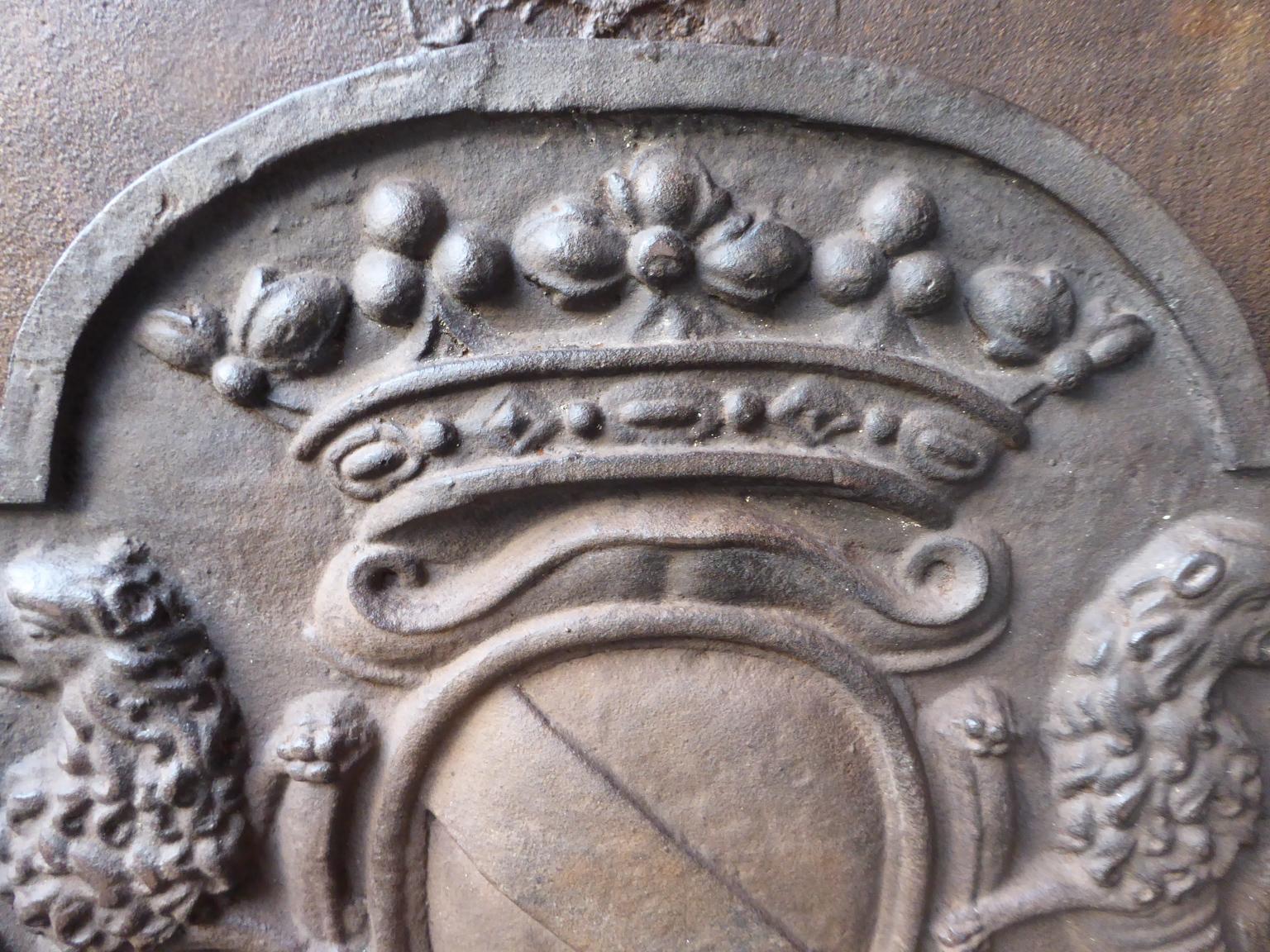 20th Century French Louis XIV Style 'Coat of Arms' Fireback
