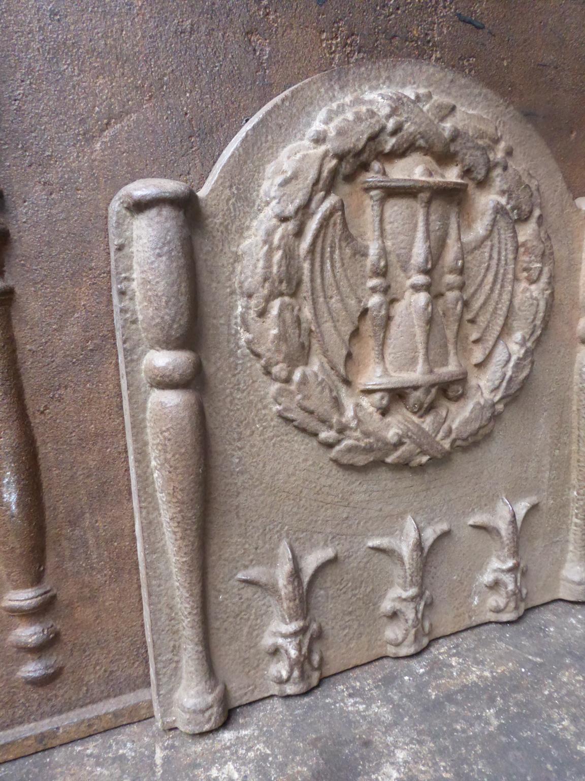 Iron French Louis XIV Style 'Coat of Arms' Fireback / Backsplash For Sale