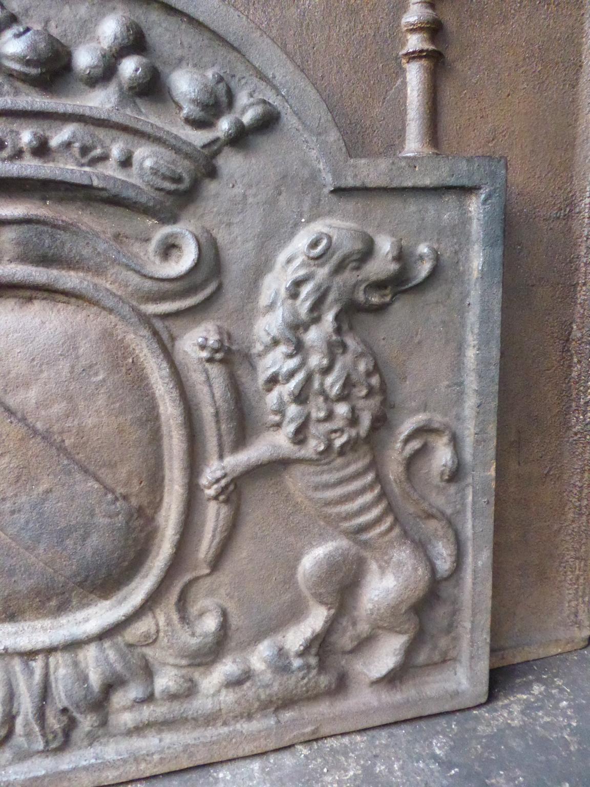 Iron French Louis XIV Style 'Coat of Arms' Fireback