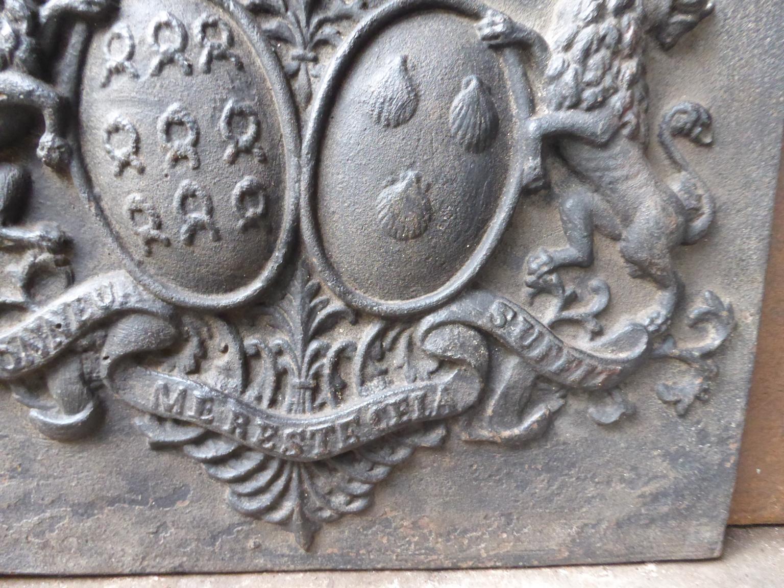 French Louis XIV Style Coat of Arms Fireback 1