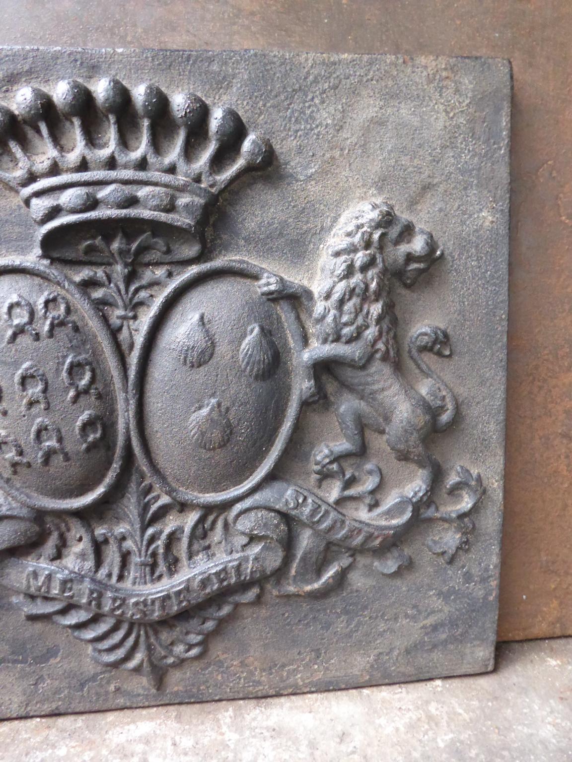 French Louis XIV Style Coat of Arms Fireback 2