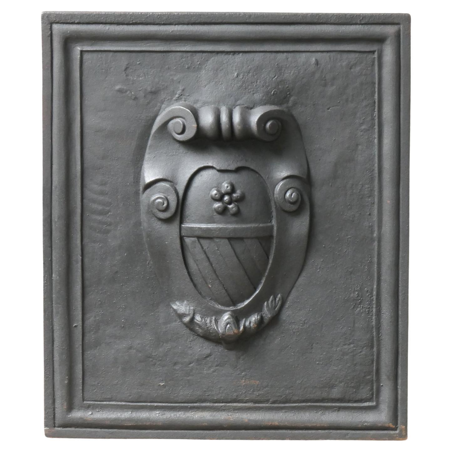 French Louis XIV Style 'Coat of Arms' Fireback / Backsplash For Sale