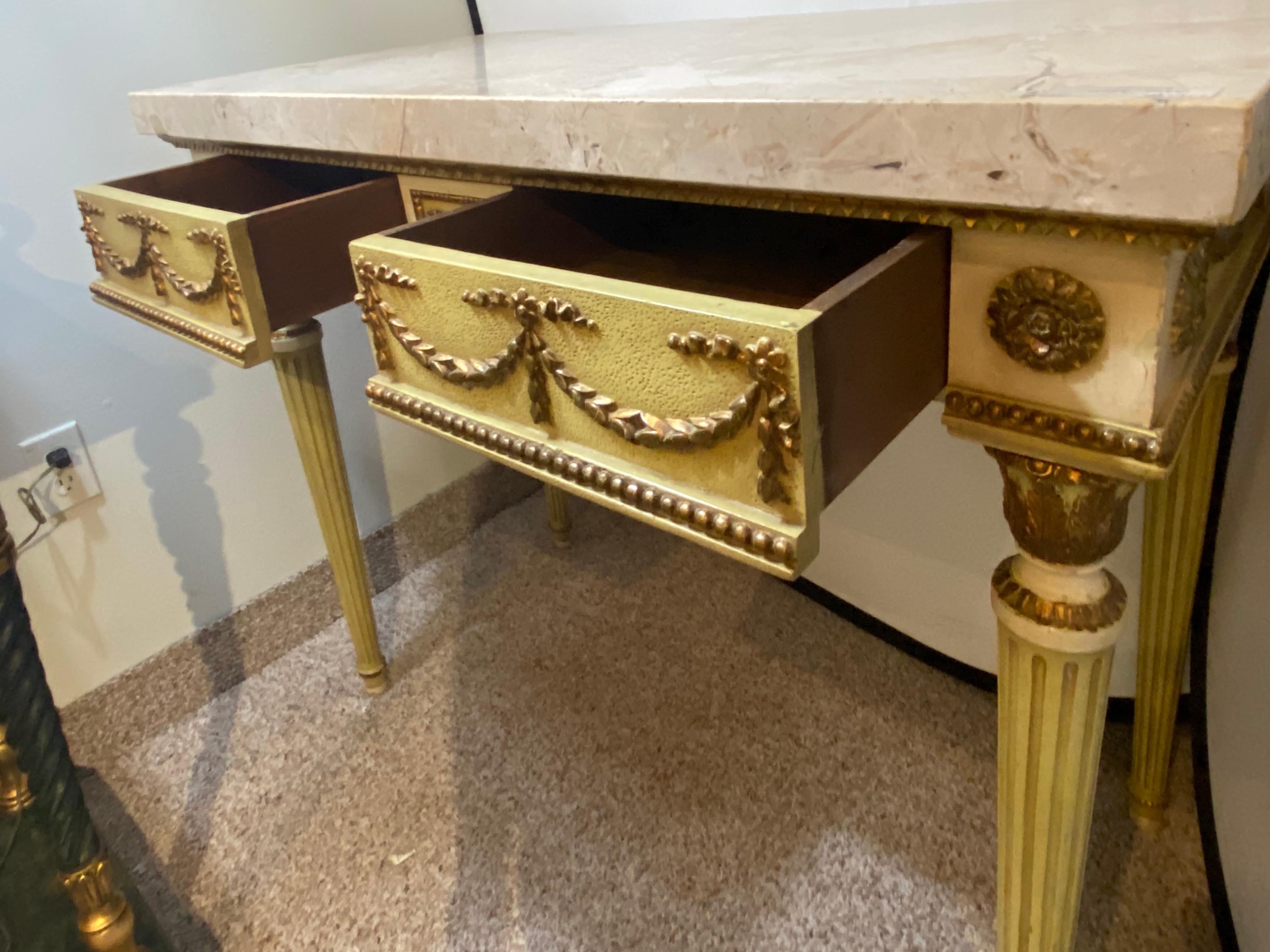 French Louis XIV Style Console Table With Thick Marble Top by Maison Jansen 5