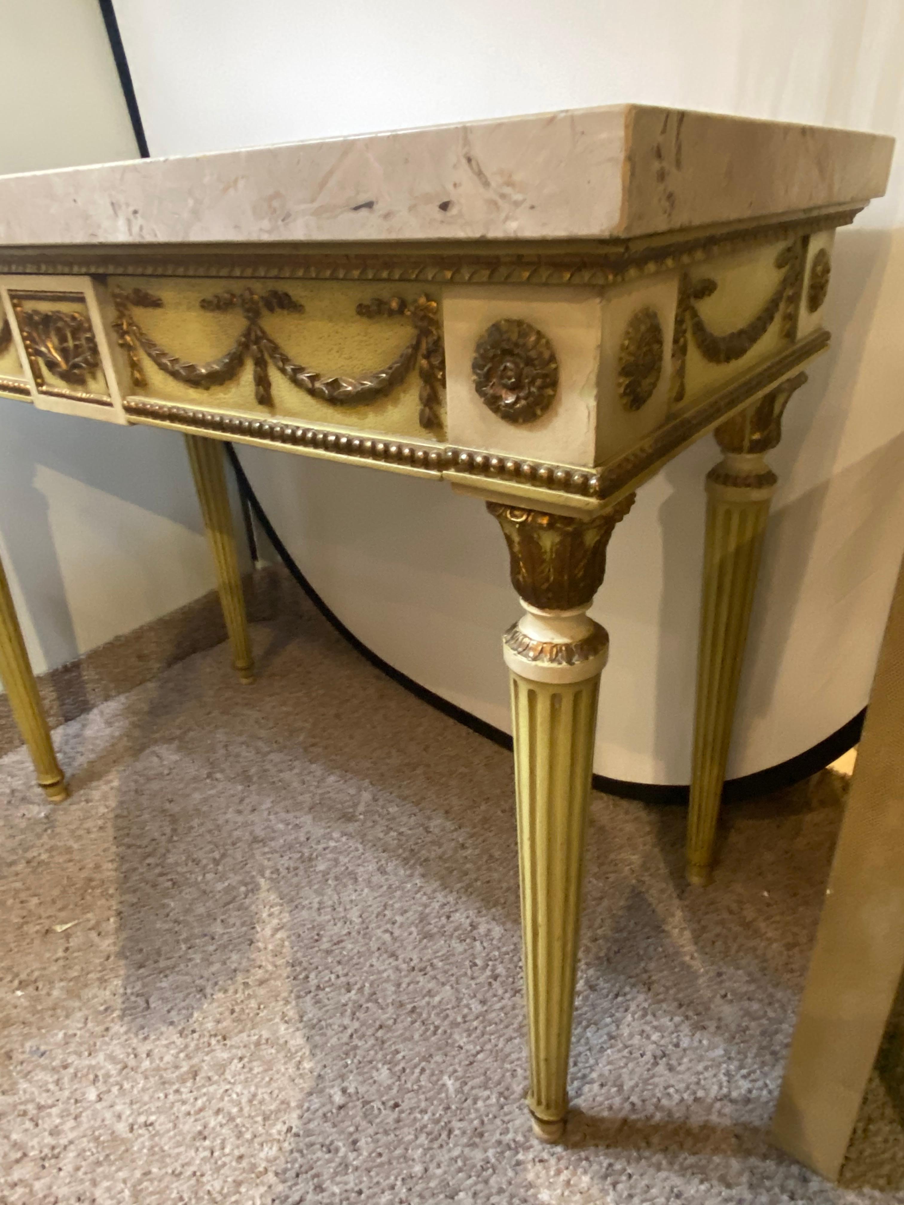 French Louis XIV Style Console Table With Thick Marble Top by Maison Jansen 7