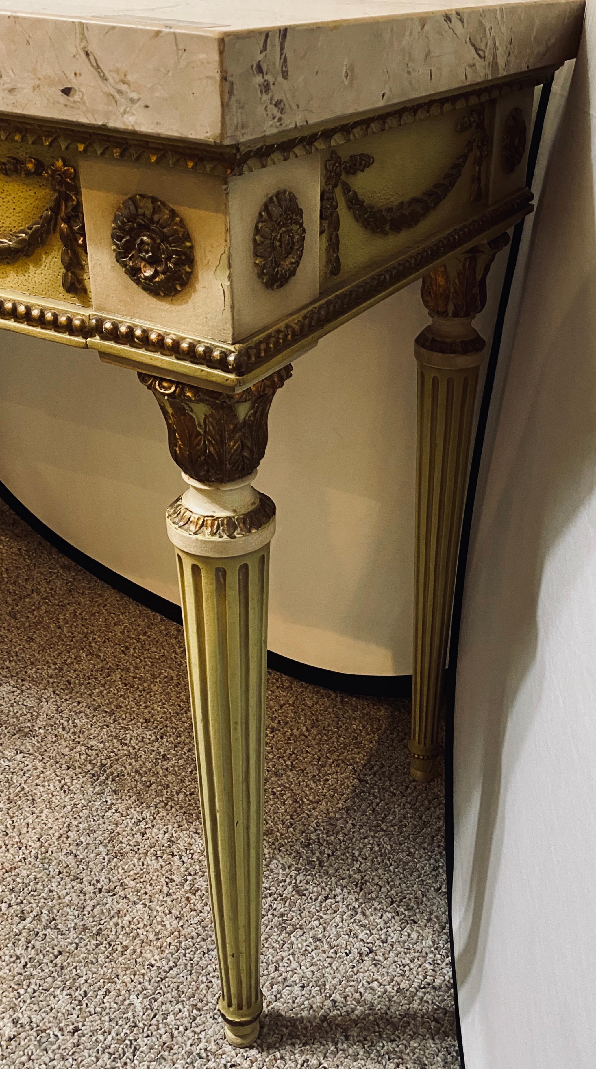 French Louis XIV Style Console Table With Thick Marble Top by Maison Jansen 2