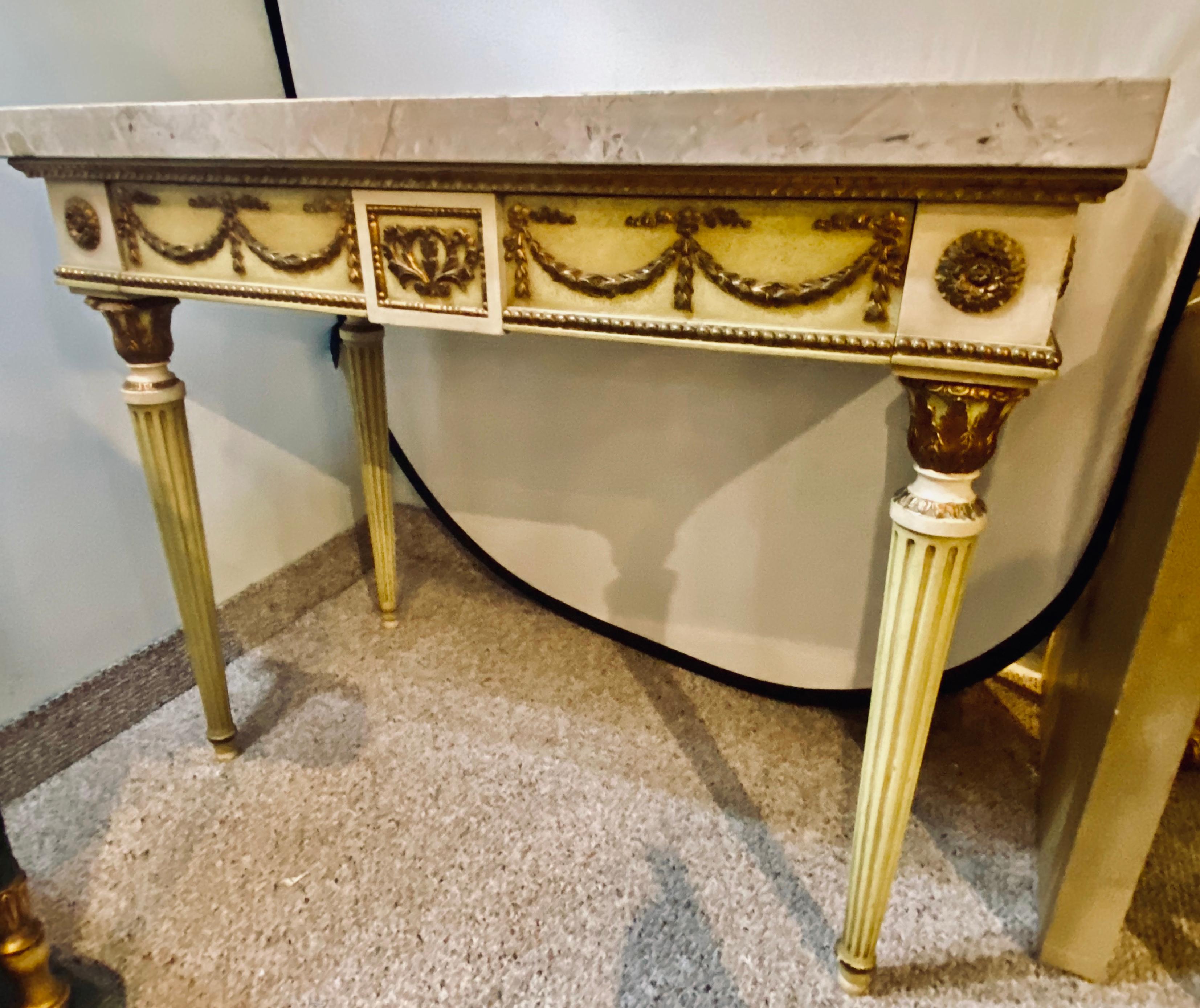 French Louis XIV Style Console Table With Thick Marble Top by Maison Jansen 11