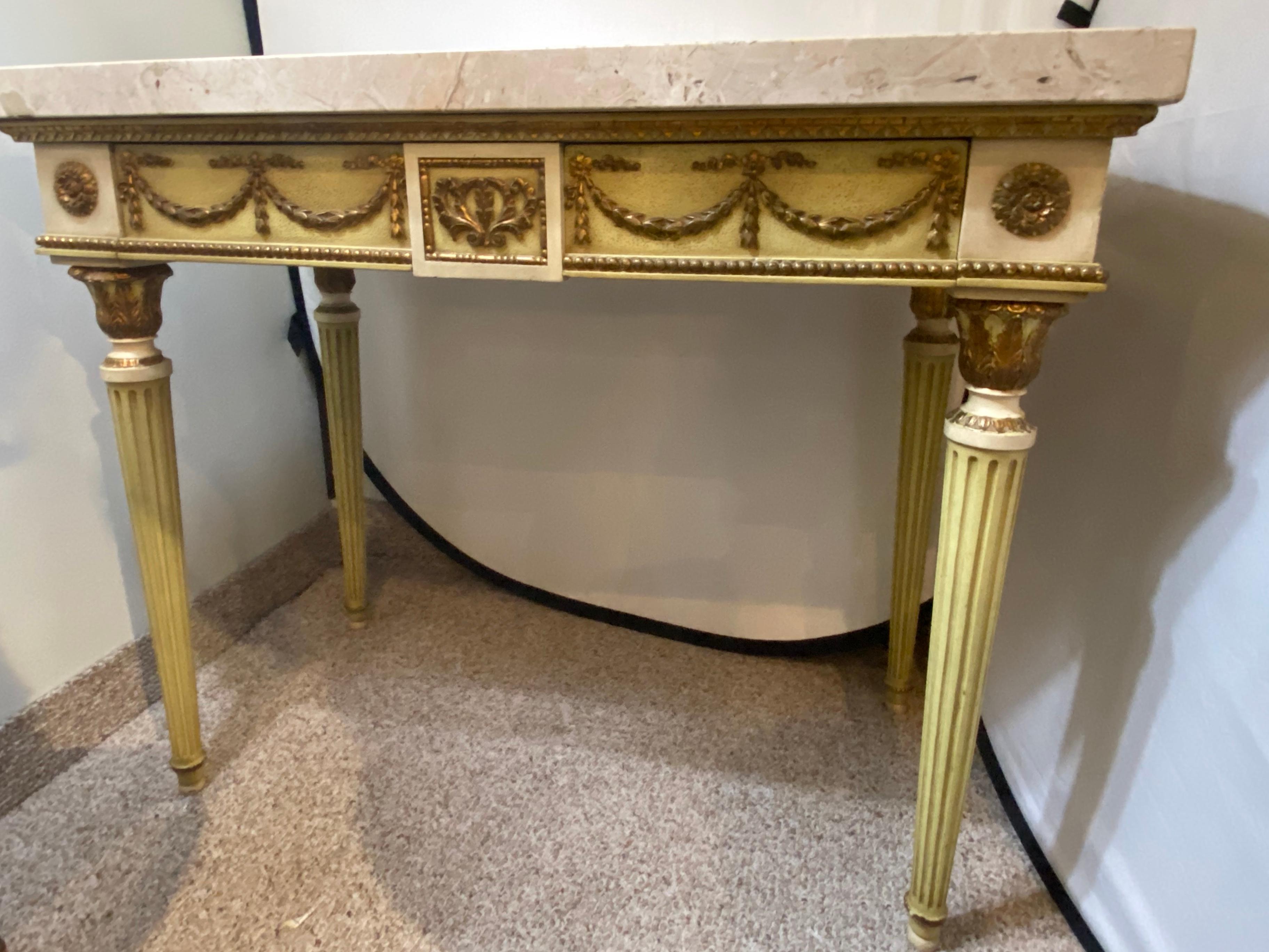 French Louis XIV Style Console Table With Thick Marble Top by Maison Jansen 12
