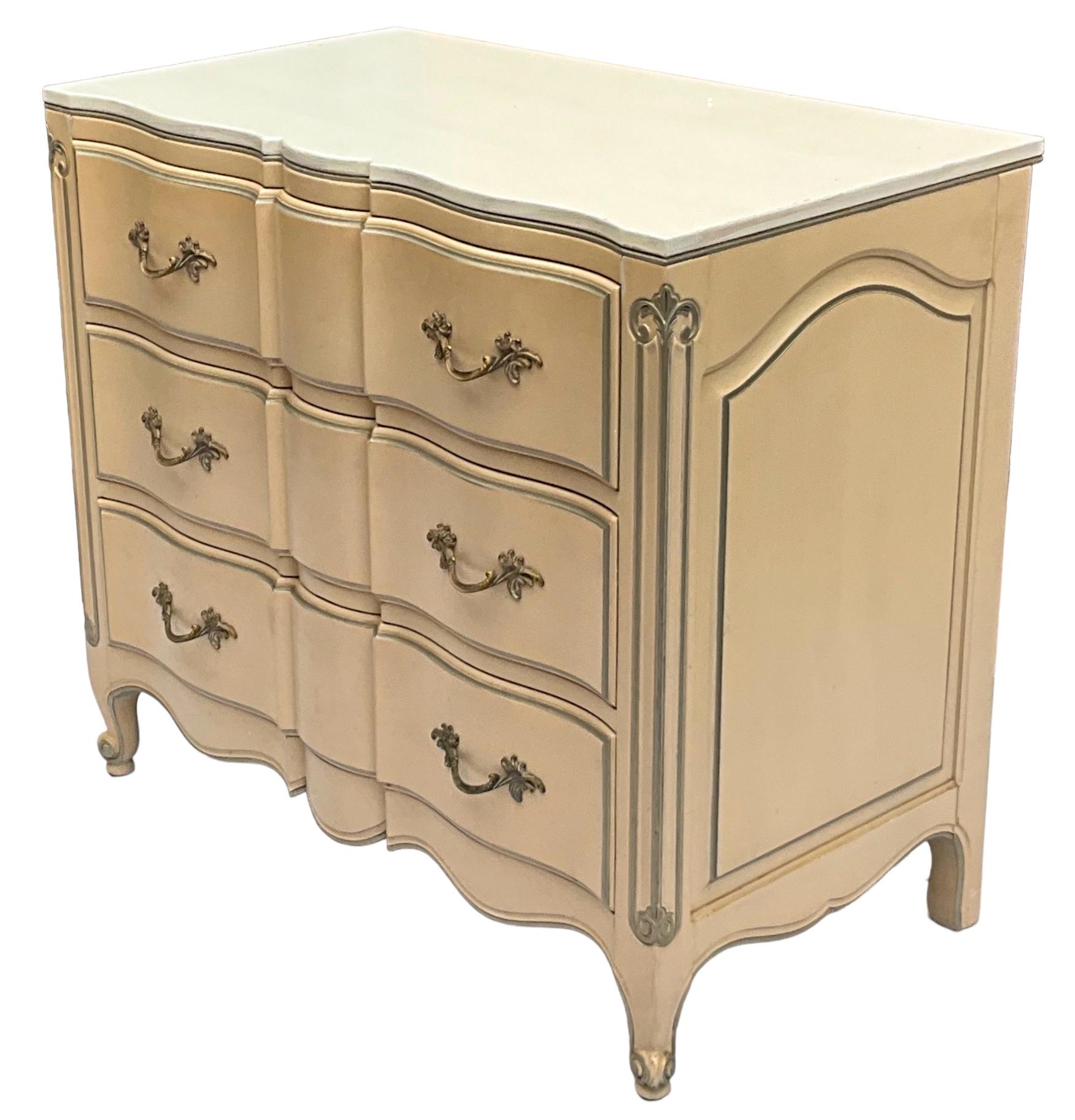 American French Louis XIV Style Custom Painted Chests / Commodes By Dixie - Pair For Sale