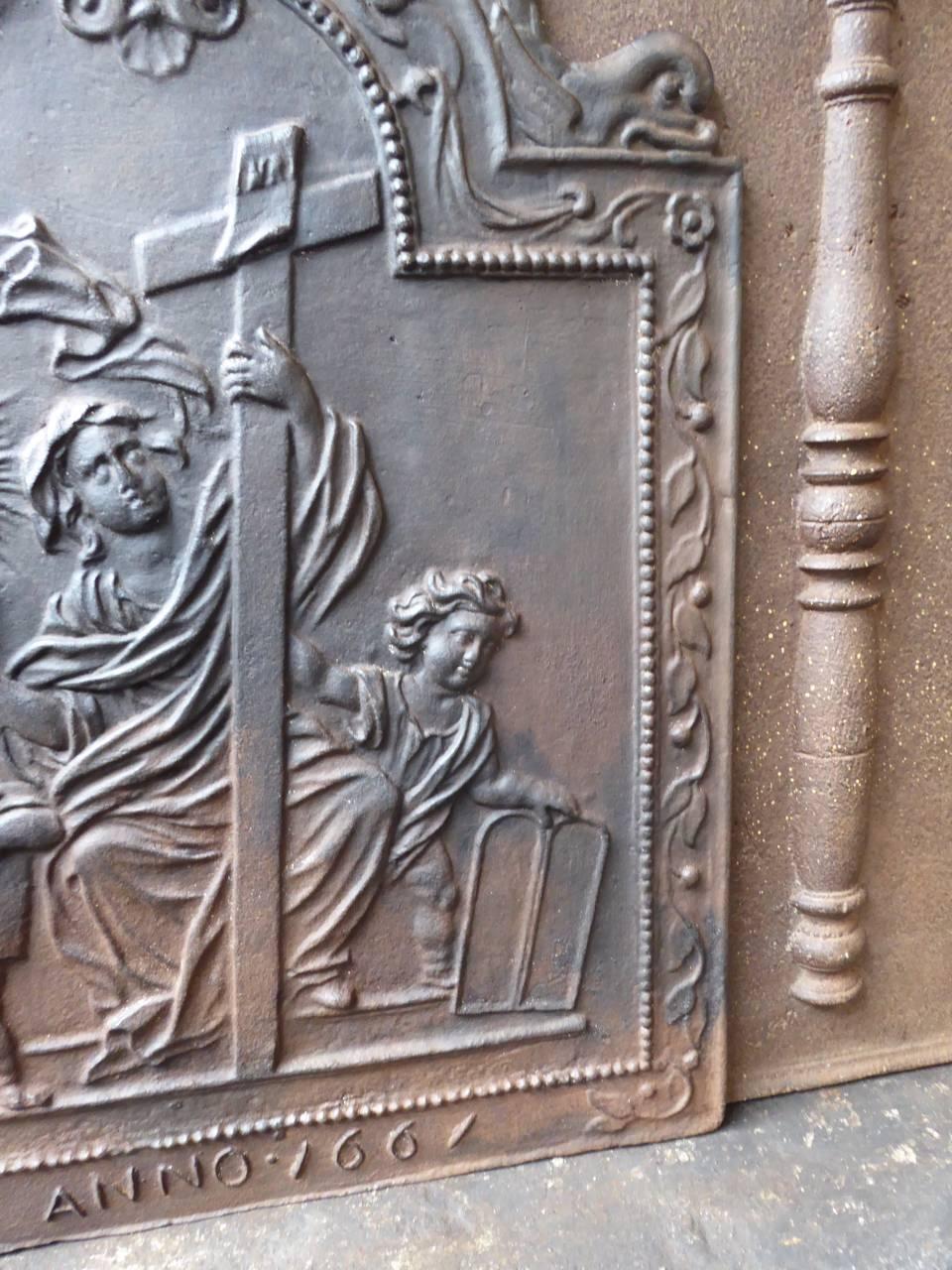 20ième siècle Plaque de cheminée / dosseret 'Faith' de style Louis XIII hollandais en vente