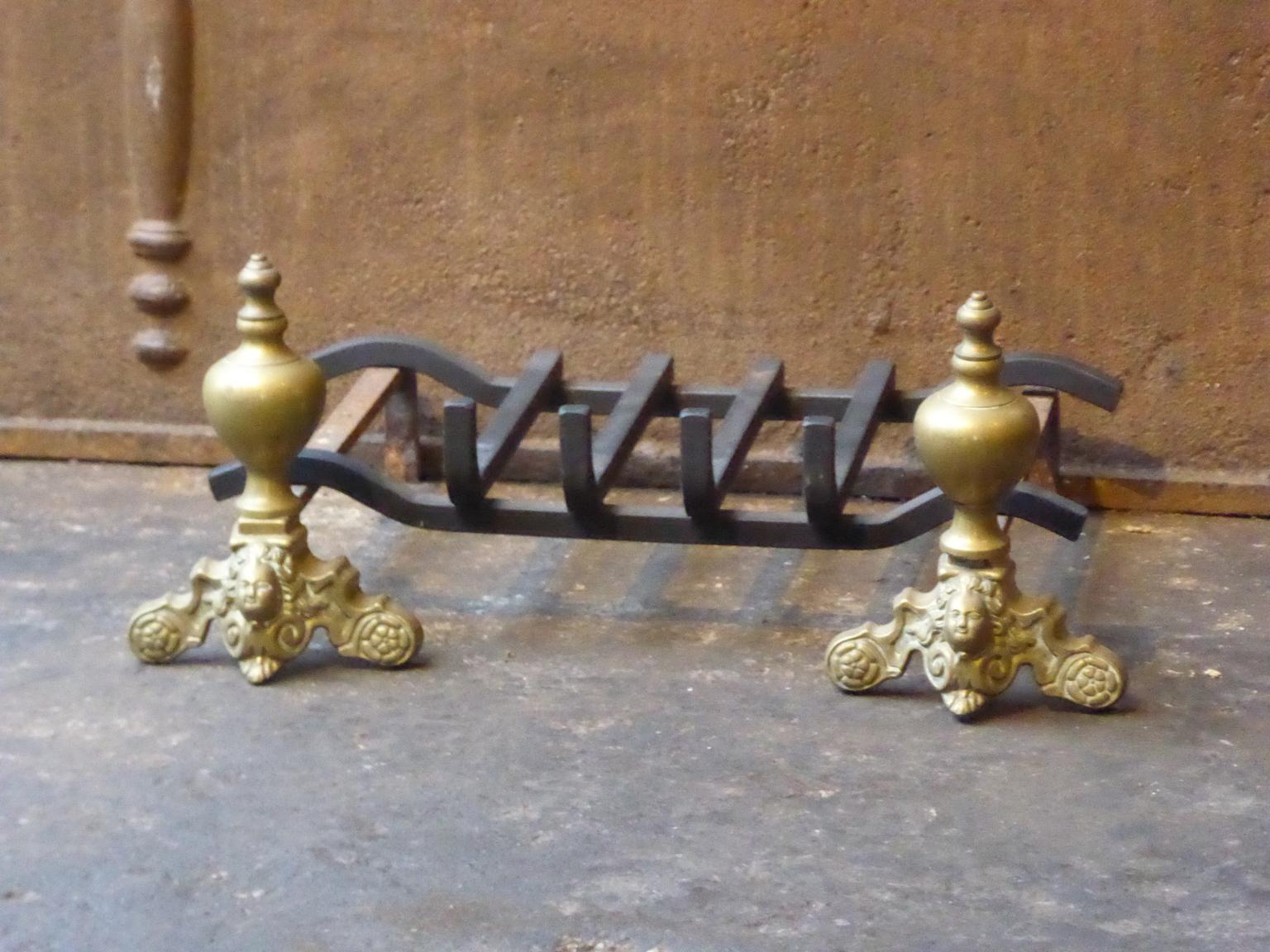 Forged French Louis XIV Style Fire Grate, Fireplace Grate