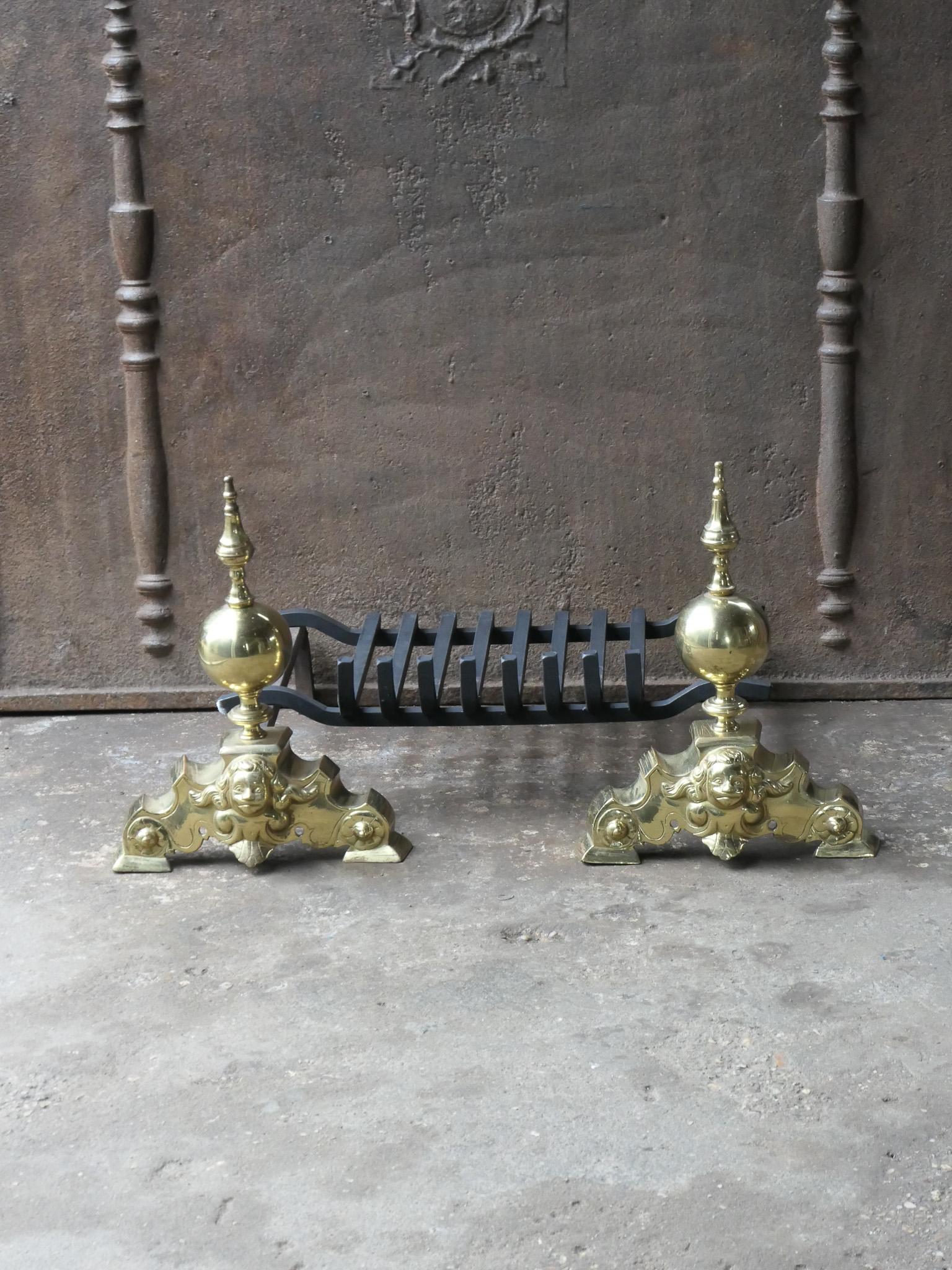 Forged French Louis XIV Style Fire Grate, Fireplace Grate For Sale