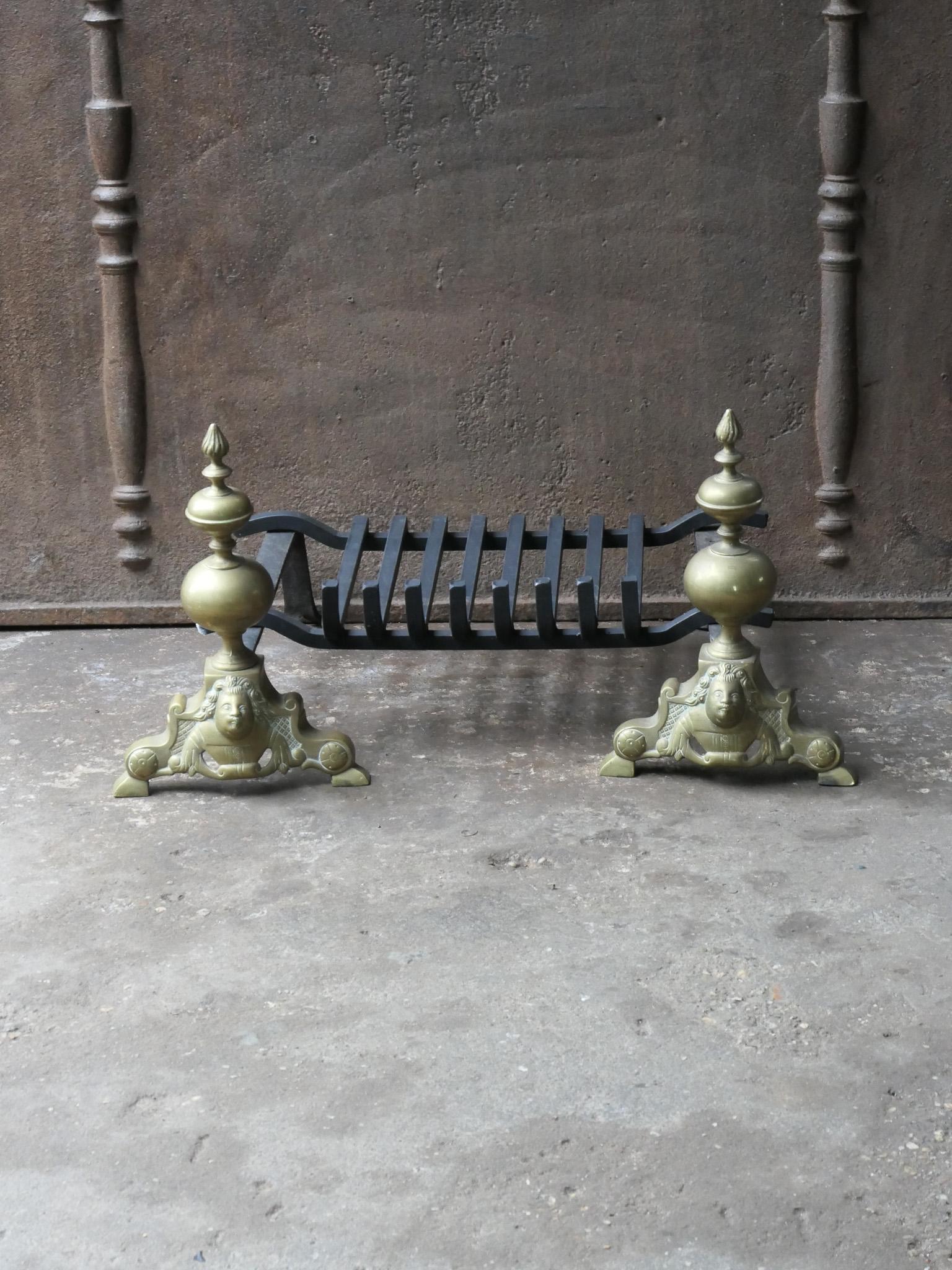 Forged French Louis XIV Style Fire Grate, Fireplace Grate For Sale