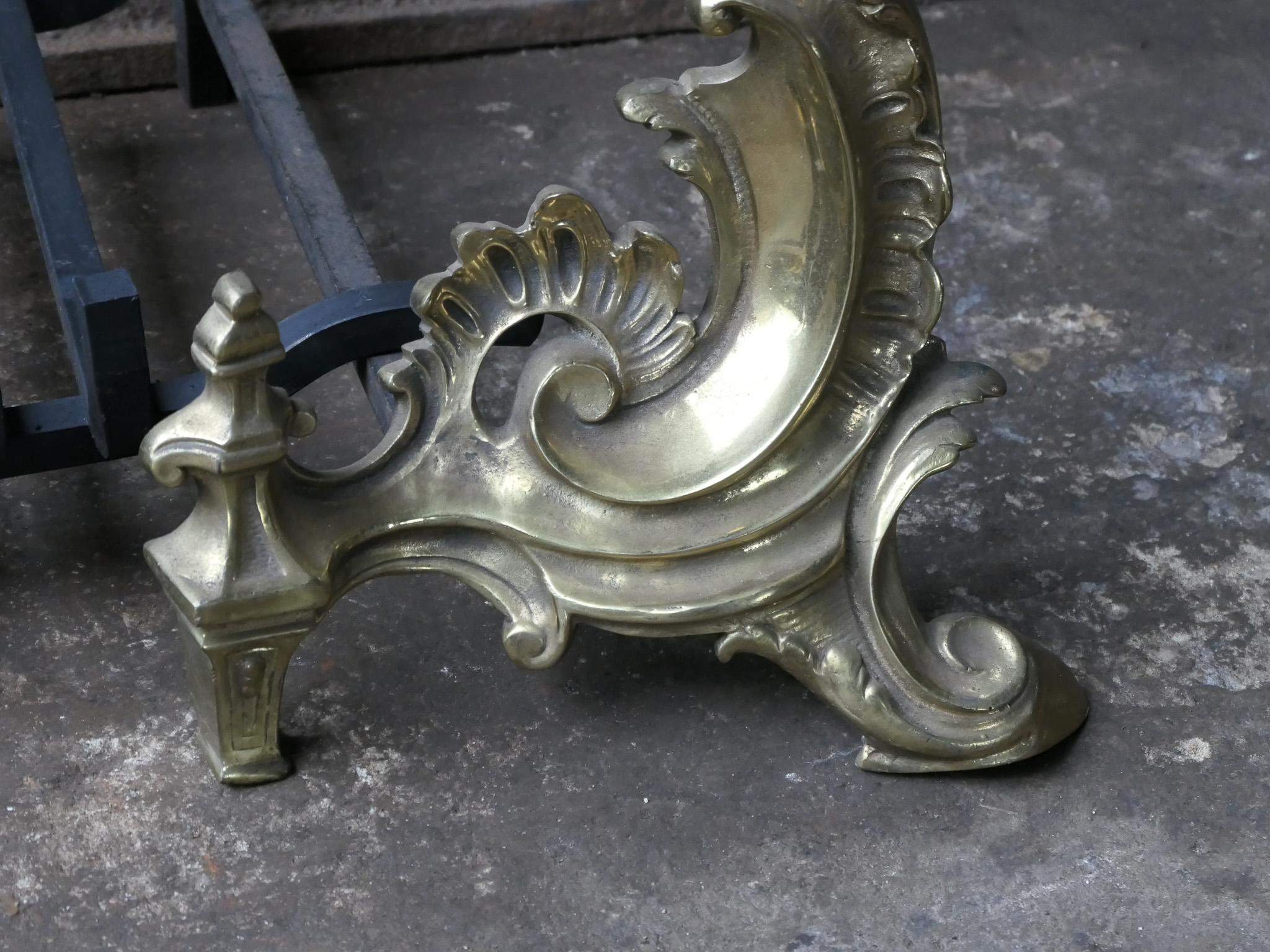 Brass French Louis XIV Style Fire Grate, Fireplace Grate For Sale