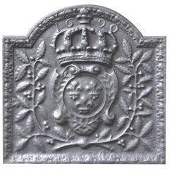 Vintage French Louis XIV Style Fireback with the Coat of Arms of France