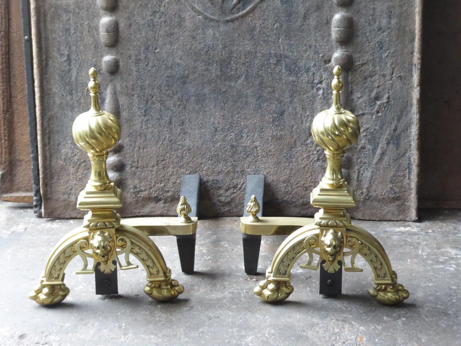Cast French Louis XIV Style Firedogs or Andirons
