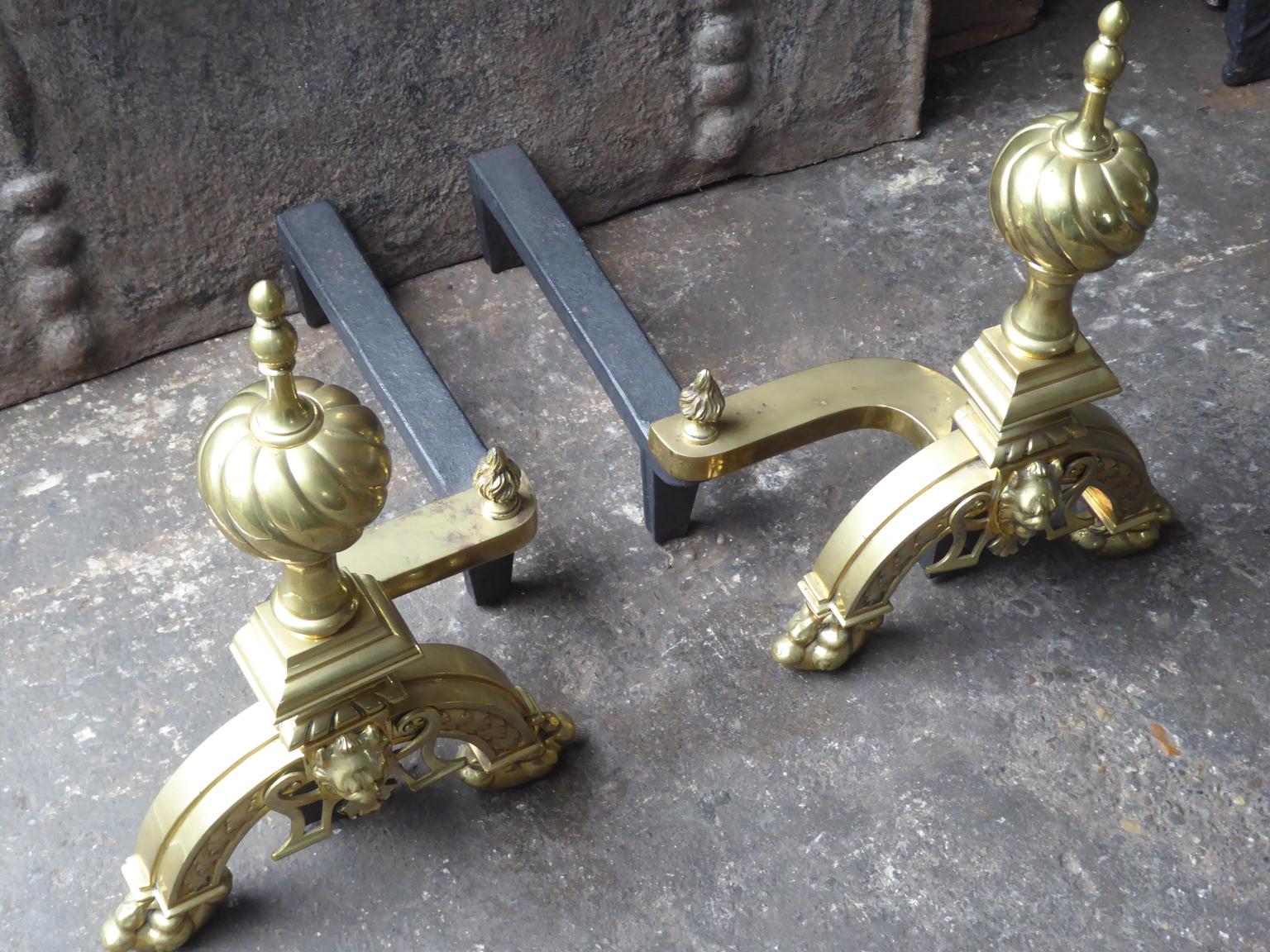 20th Century French Louis XIV Style Firedogs or Andirons