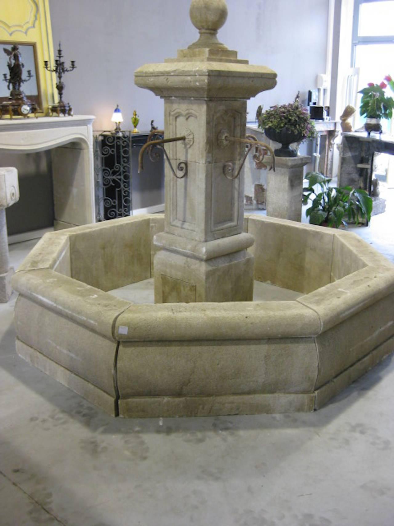 20th Century French Louis XIV Style Fountain Hand-Carved in Limestone, Provence, France