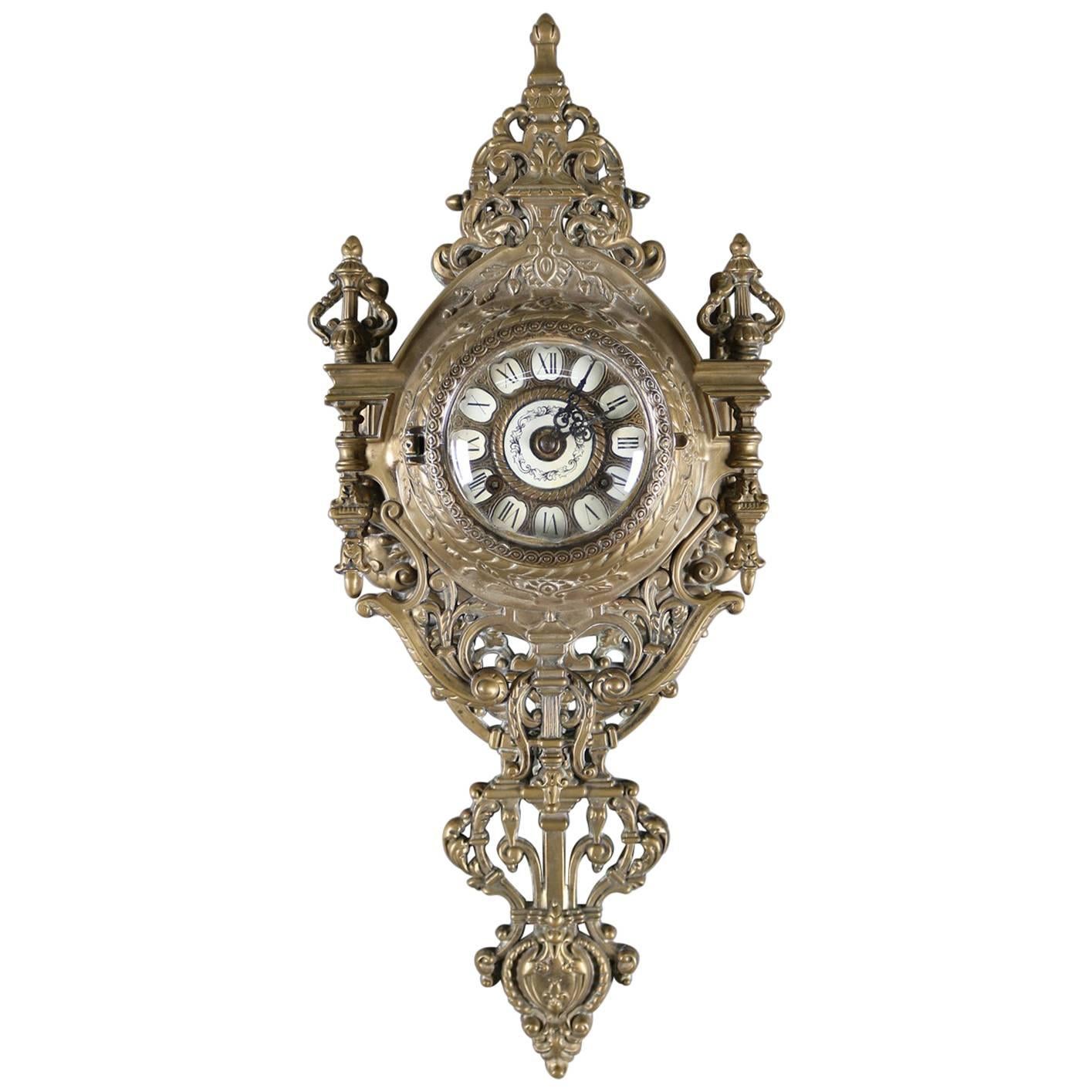 French Louis XIV Style Gilt Bronze Cartel Clock by Tiffany & Co., 20th Century