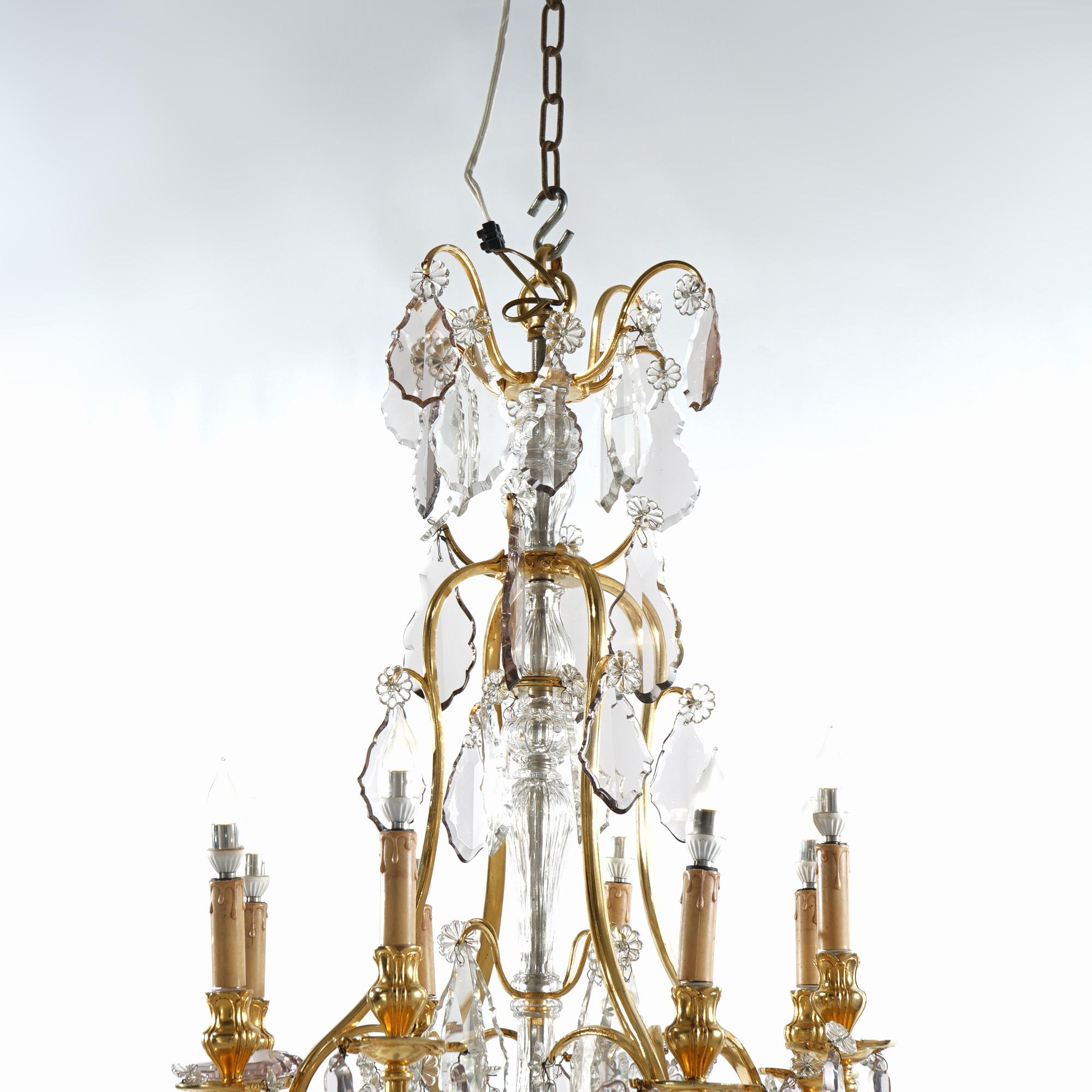 French Louis XIV Style Gilt Bronze & Chrystal 8-Light Chandelier 20th C 4