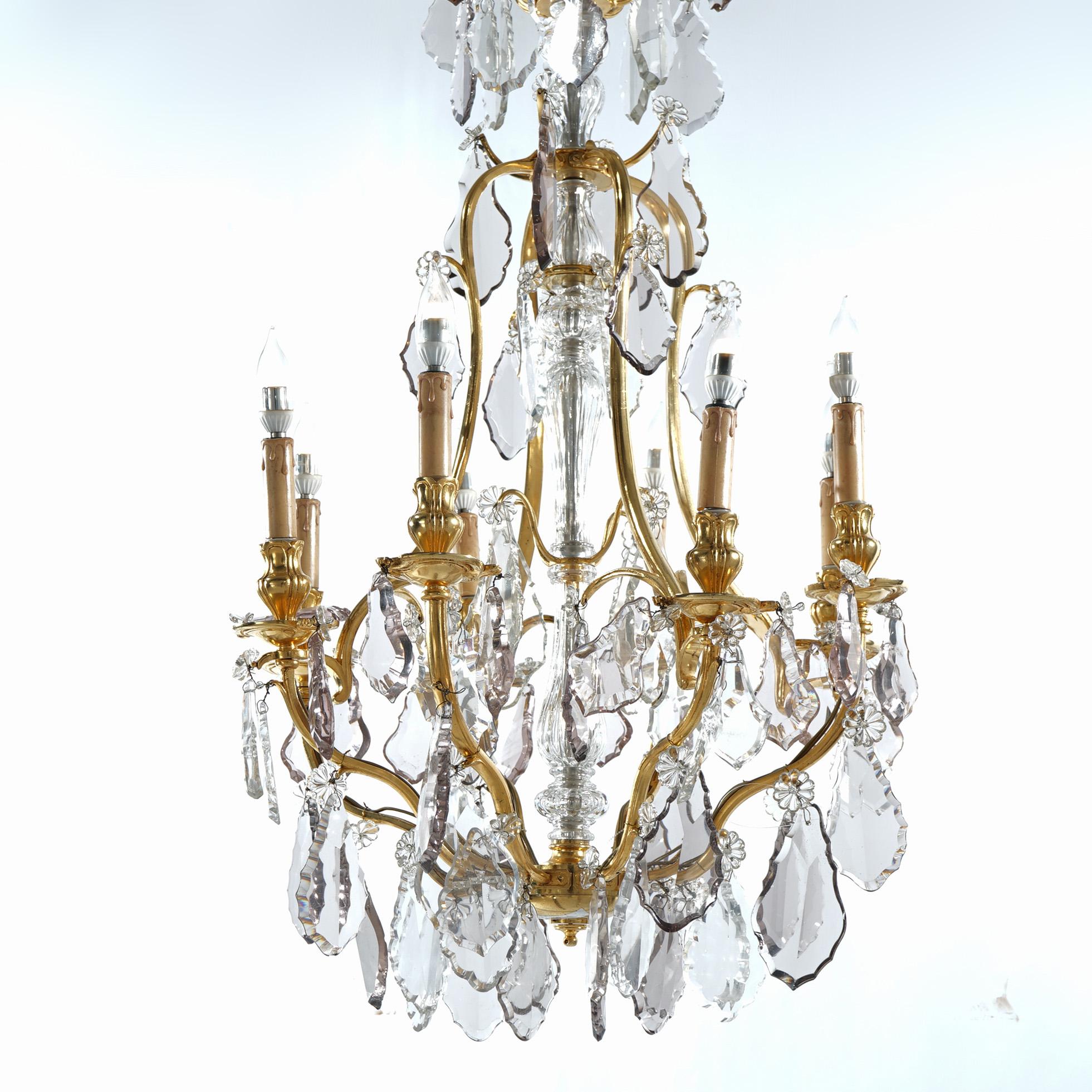 French Louis XIV Style Gilt Bronze & Chrystal 8-Light Chandelier 20th C 3